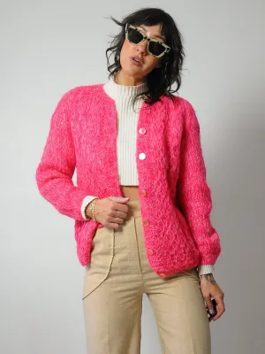 1960's Pink Marled Mohair Cardigan