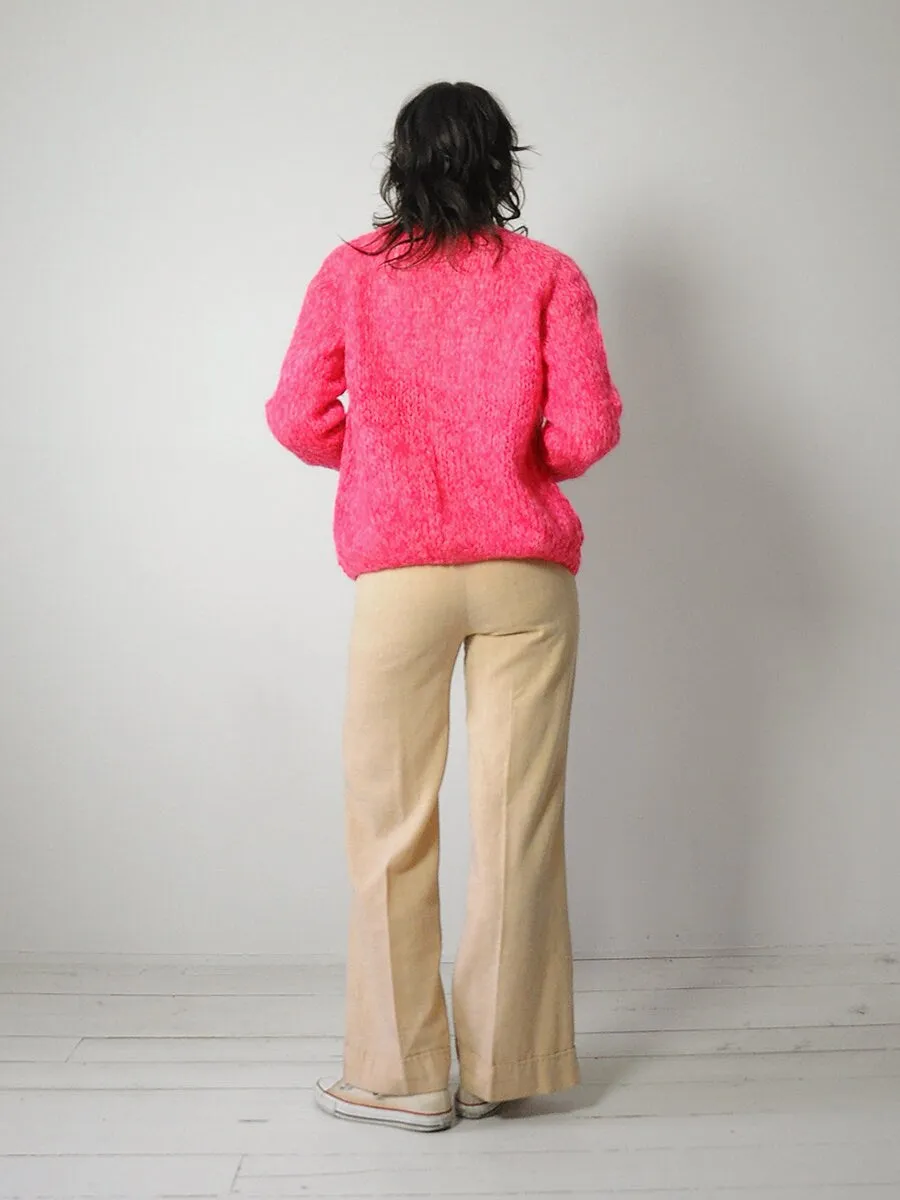 1960's Pink Marled Mohair Cardigan