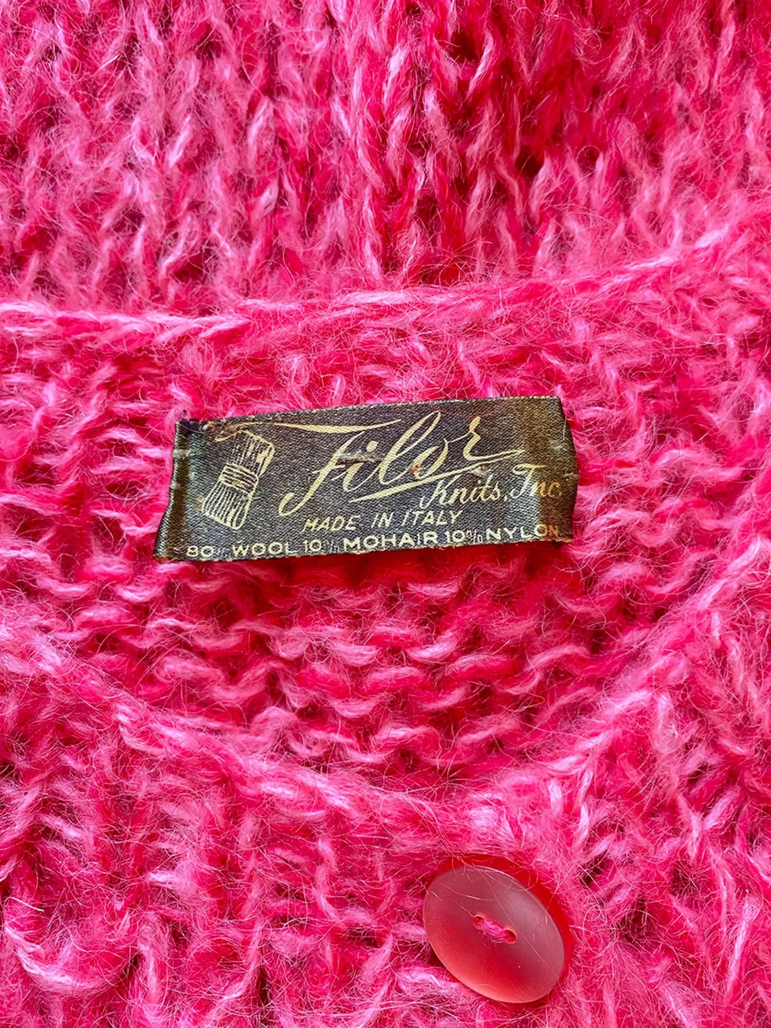 1960's Pink Marled Mohair Cardigan