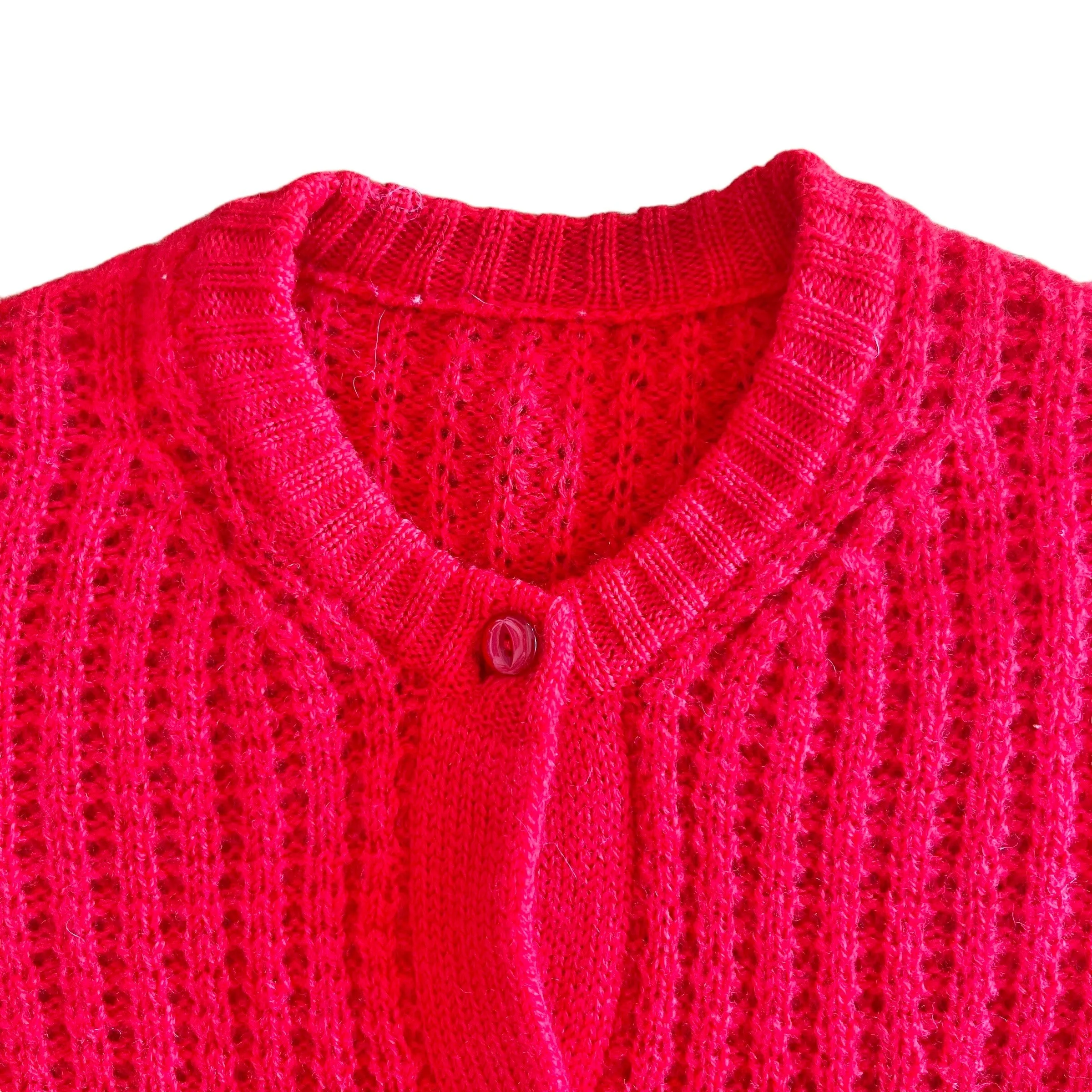 1960's Red Knitted Cardigan 6-8Y