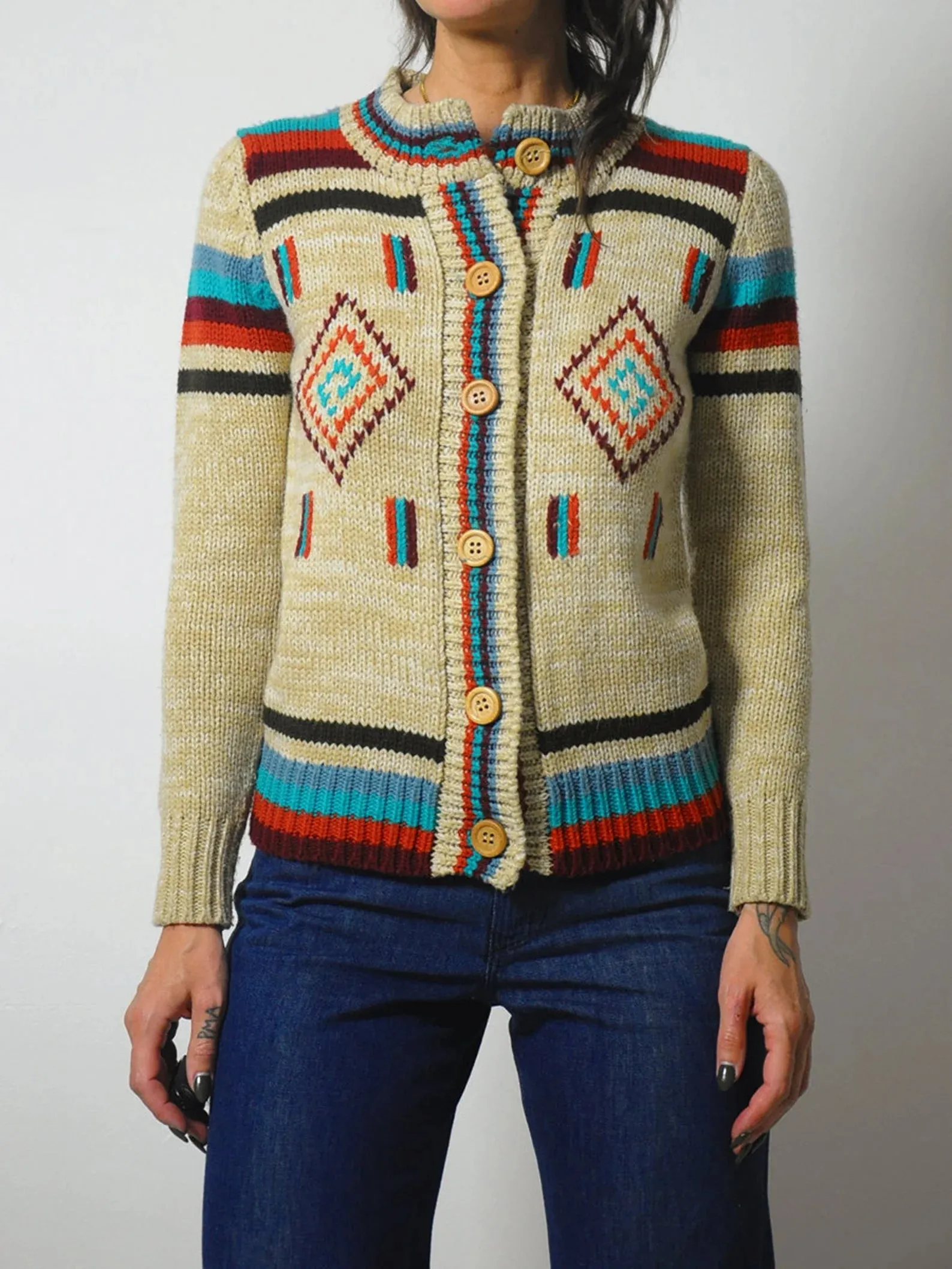 1970's Diamond Stripe Knit Cardigan