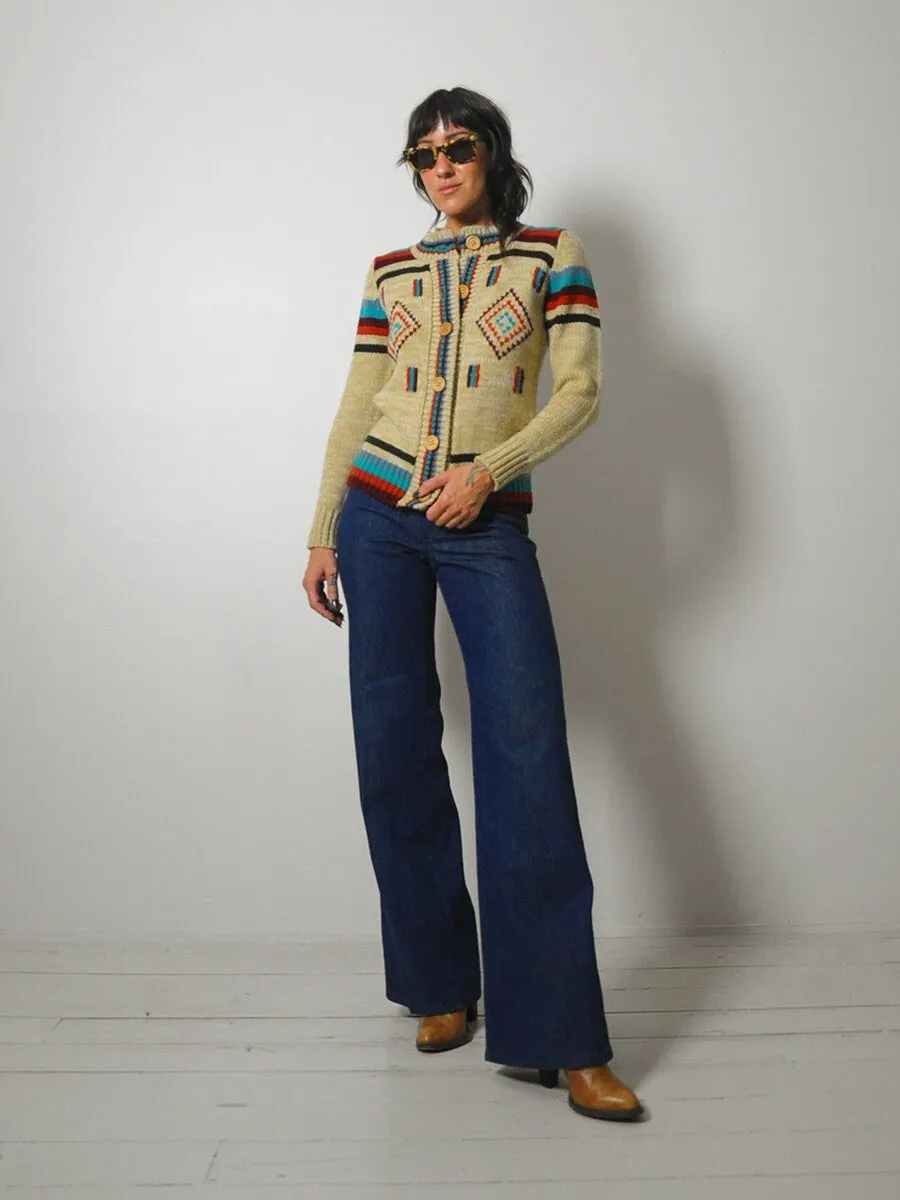 1970's Diamond Stripe Knit Cardigan