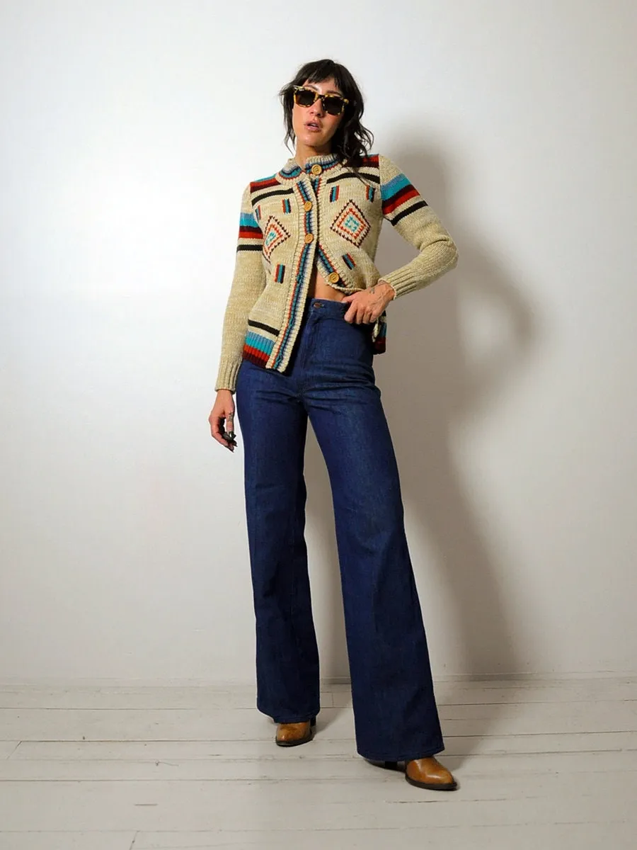 1970's Diamond Stripe Knit Cardigan