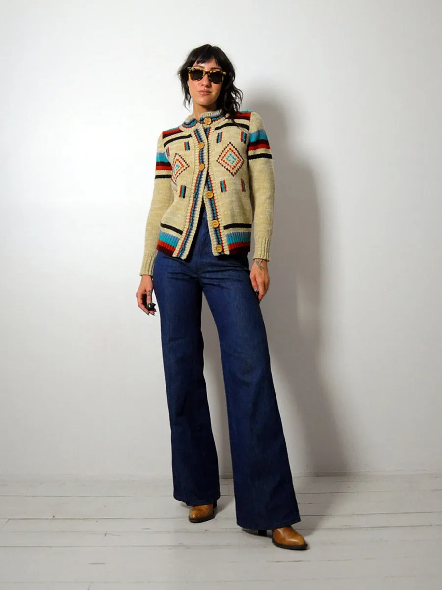 1970's Diamond Stripe Knit Cardigan