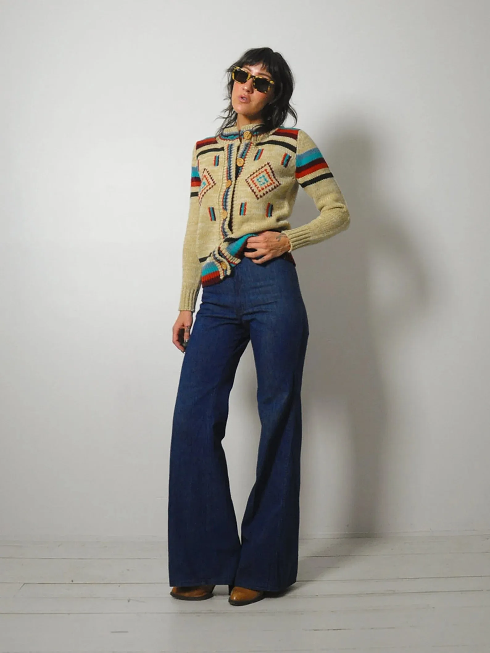 1970's Diamond Stripe Knit Cardigan