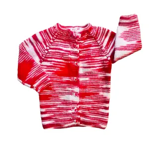 1970's Knitted White / Red Cardigan   / 3-4Y