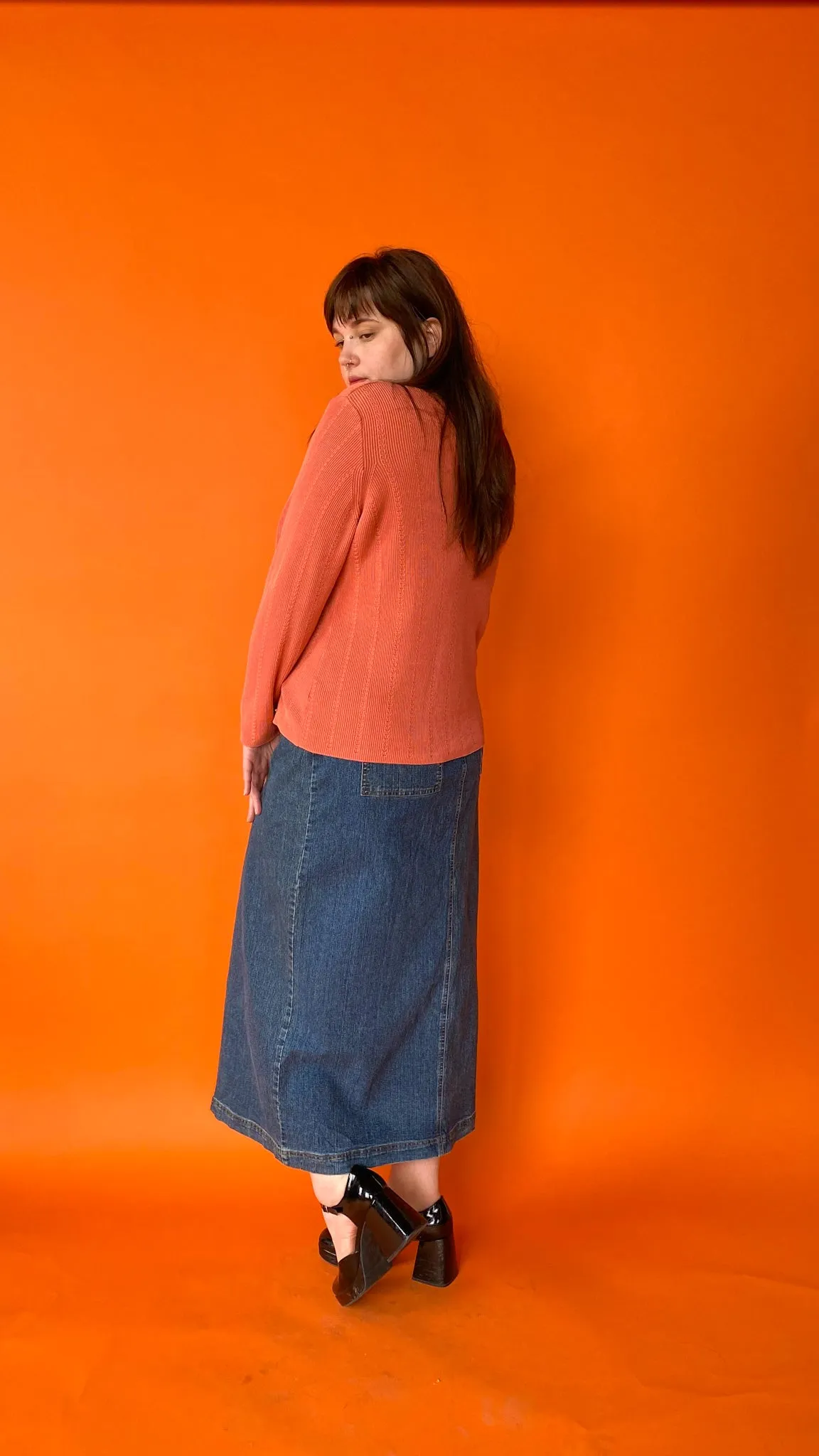 1990s Salmon Silk Button Down Cardigan sz. 3X