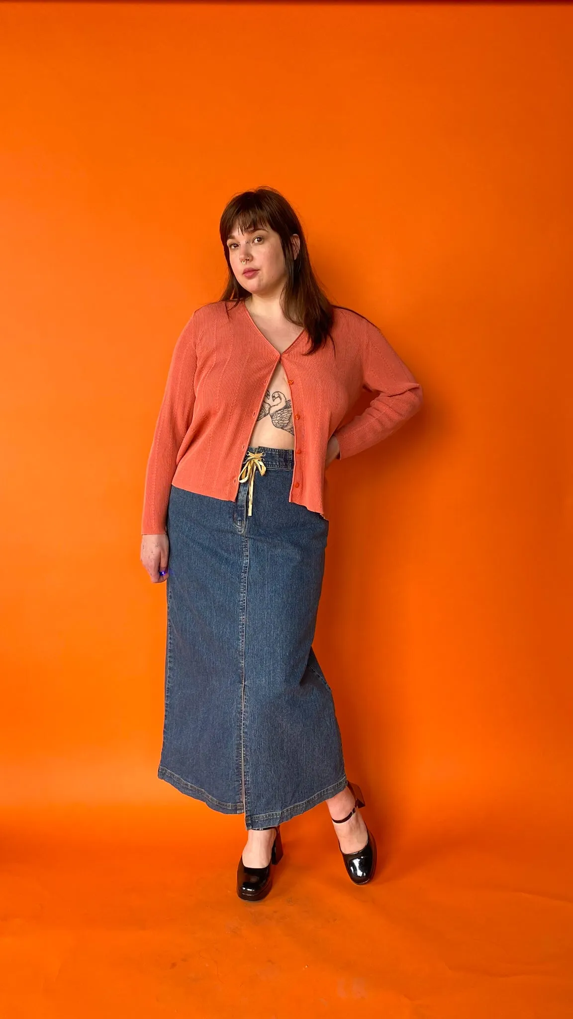 1990s Salmon Silk Button Down Cardigan sz. 3X