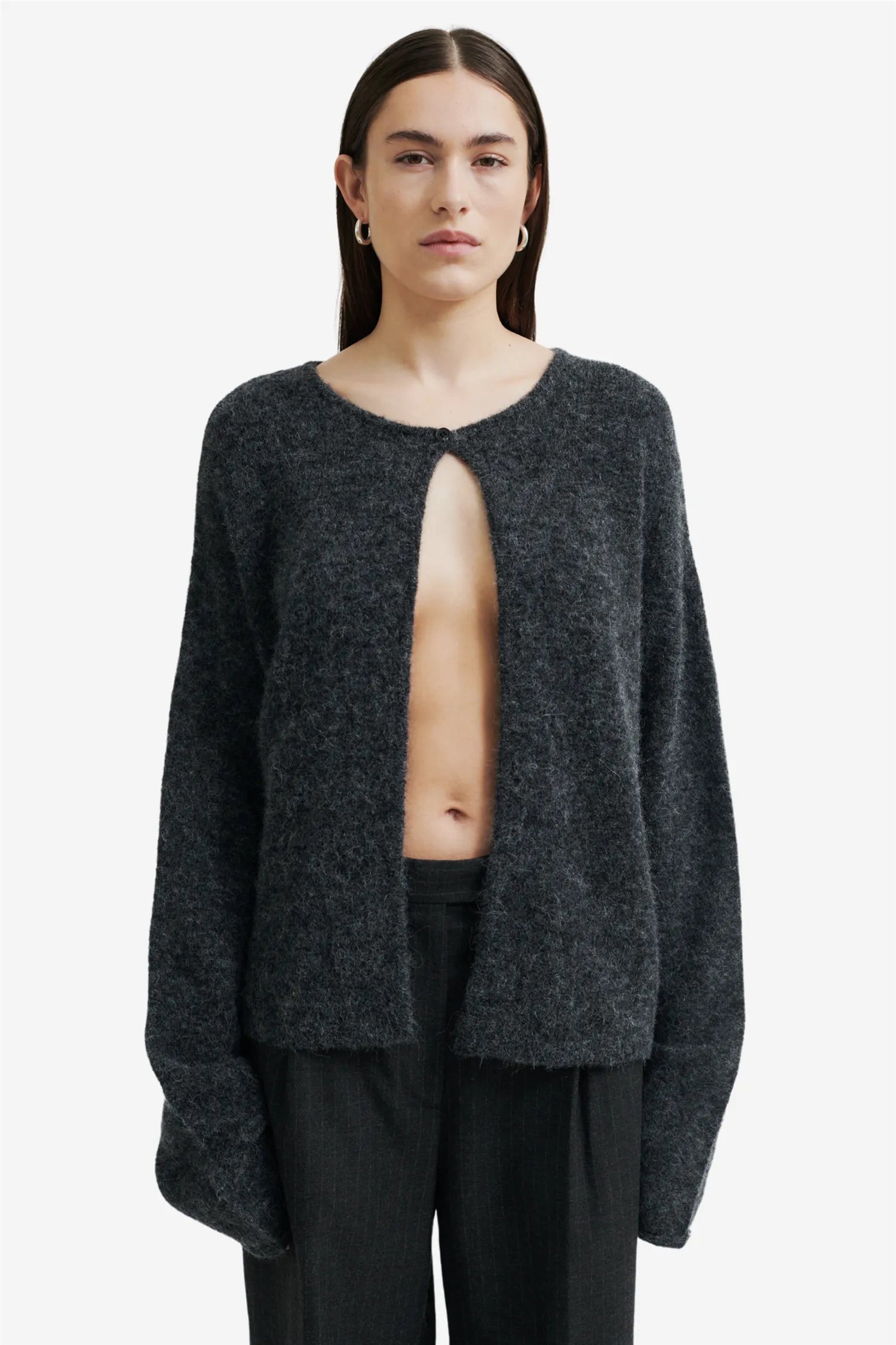 Aina Knit Cardigan Dark Grey Melange