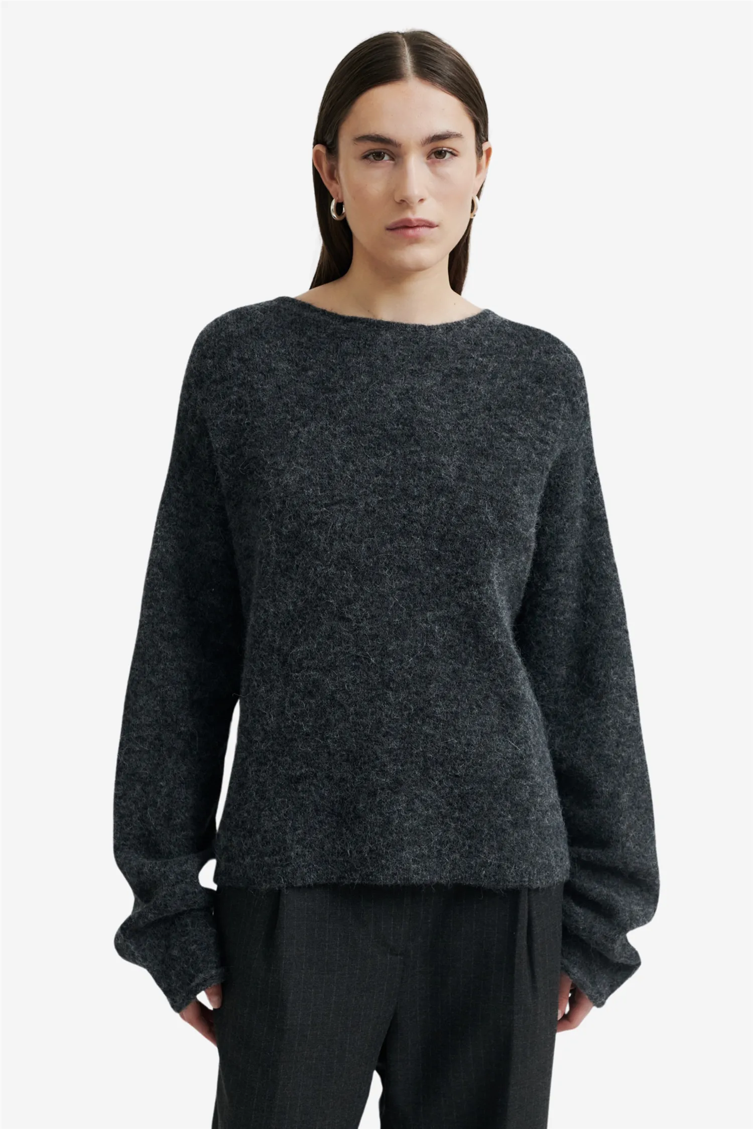 Aina Knit Cardigan Dark Grey Melange