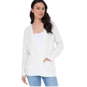 Alashan Cashmere Cable Hooded Cardigan - Ivory