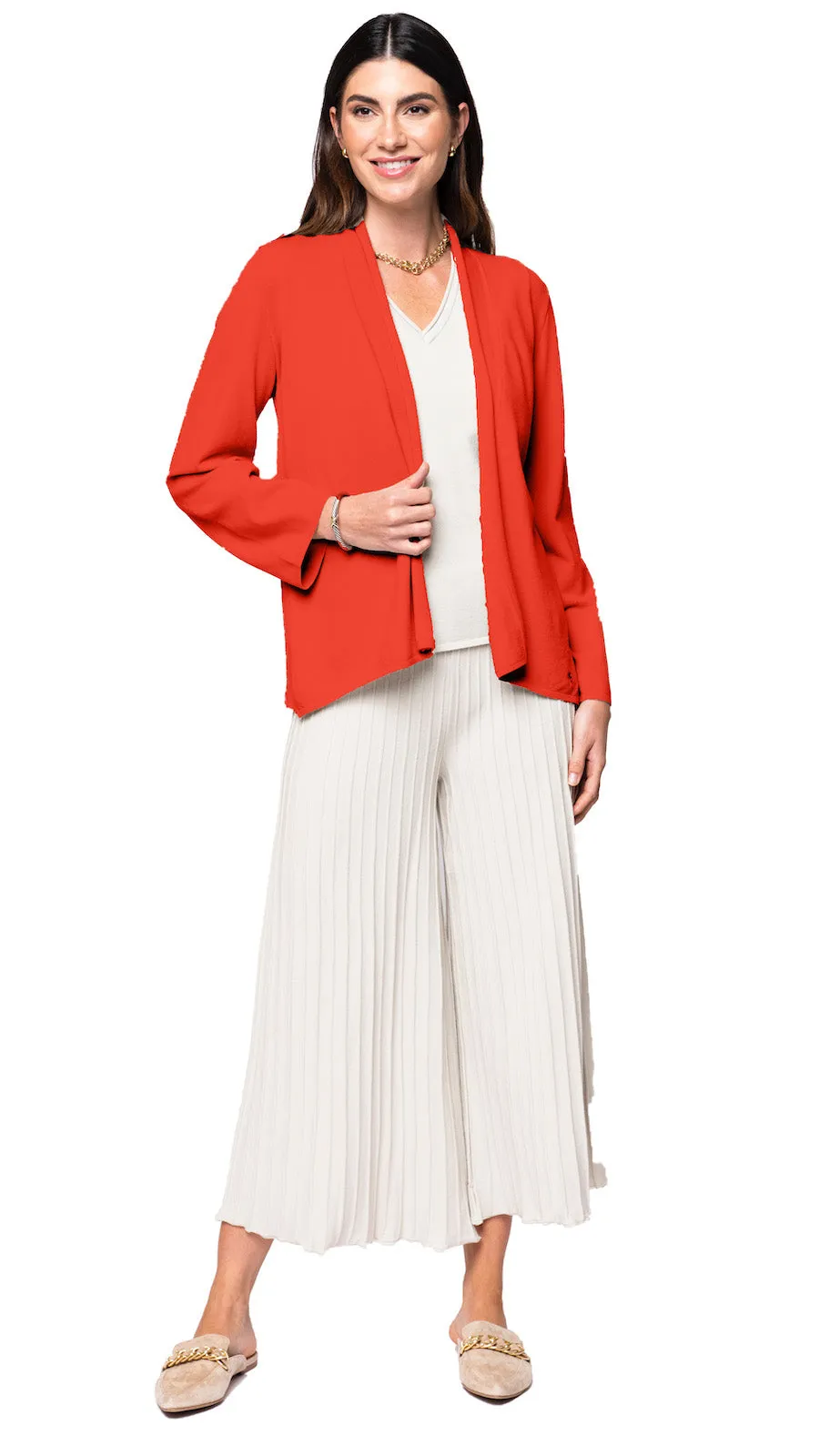 Amy Shawl Collar Cardigan - Bright Orange