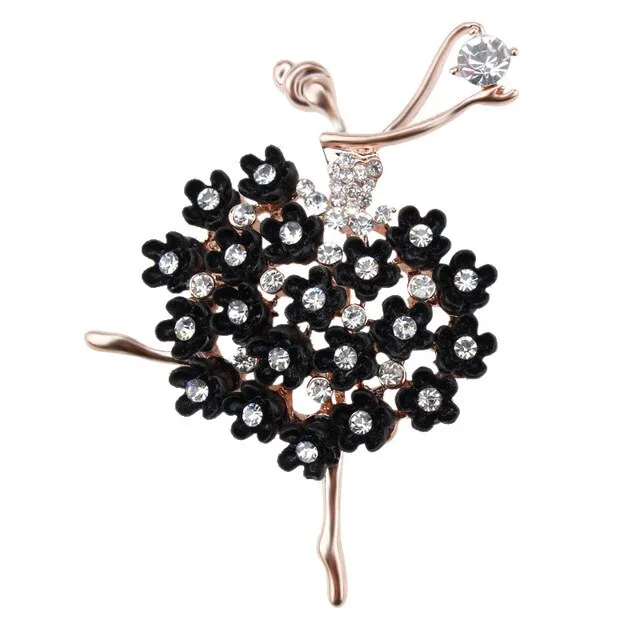 Années 50 Broche Figurative Strass Pin Up