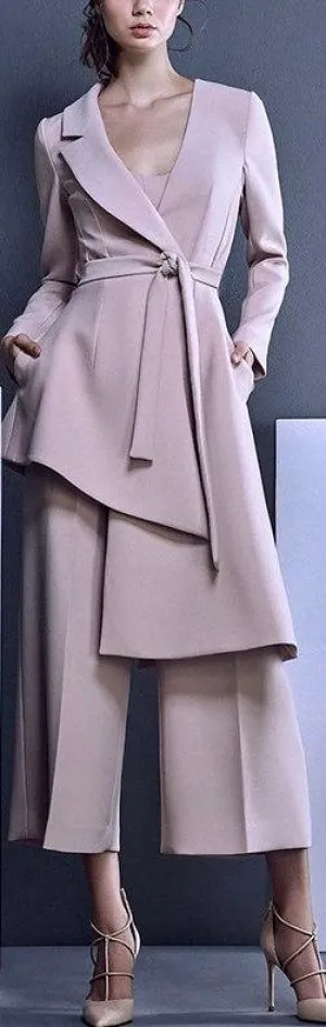 Asymmetrical Jacket and Cropped Pant Suit