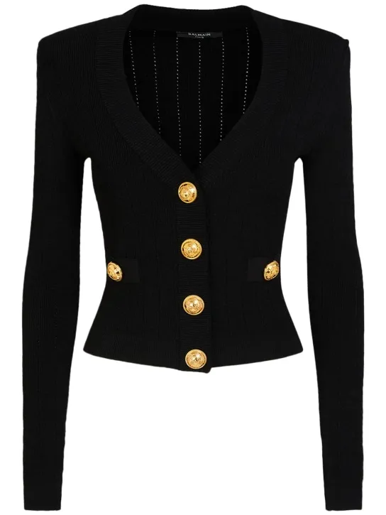 Balmain   Cropped viscose knit cardigan 