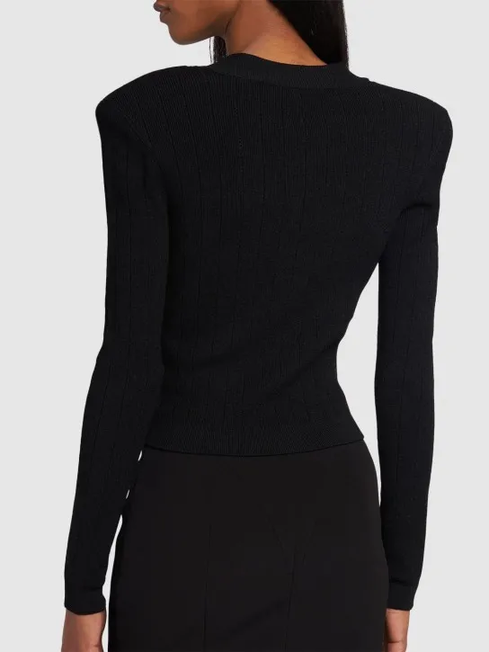 Balmain   Cropped viscose knit cardigan 