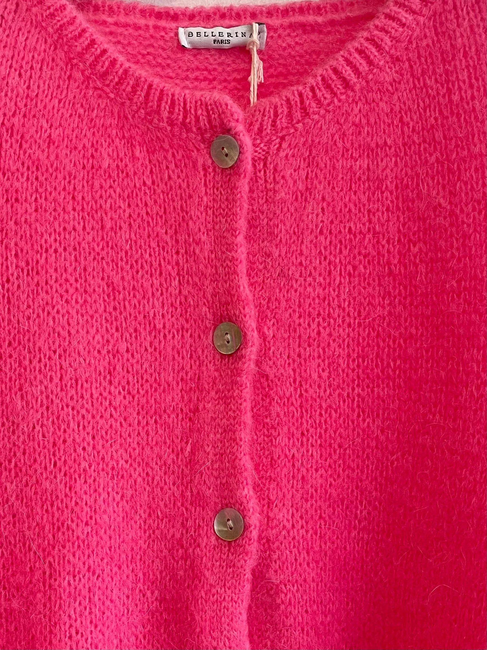 Barbie Pink Long Sleeve Mohair Cardigan