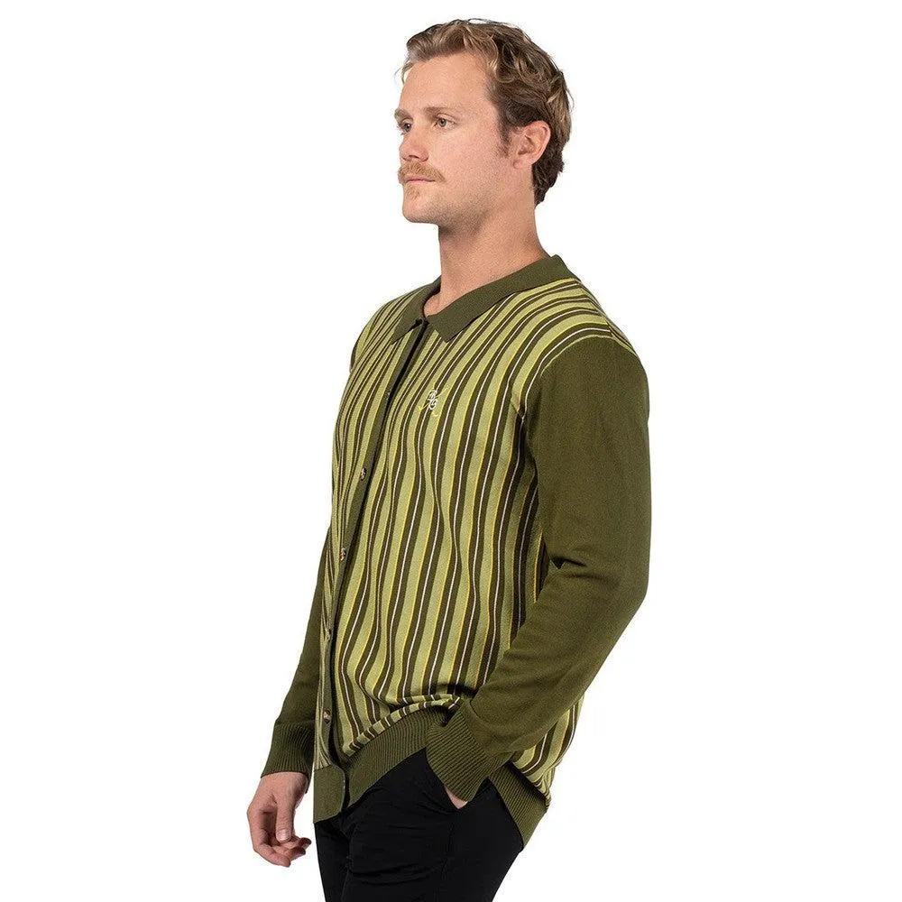 Barstool Golf Vintage Logo Striped Cardigan