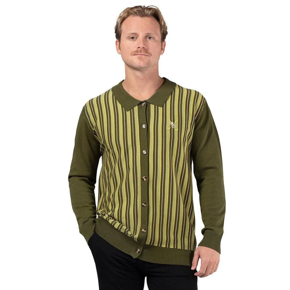 Barstool Golf Vintage Logo Striped Cardigan