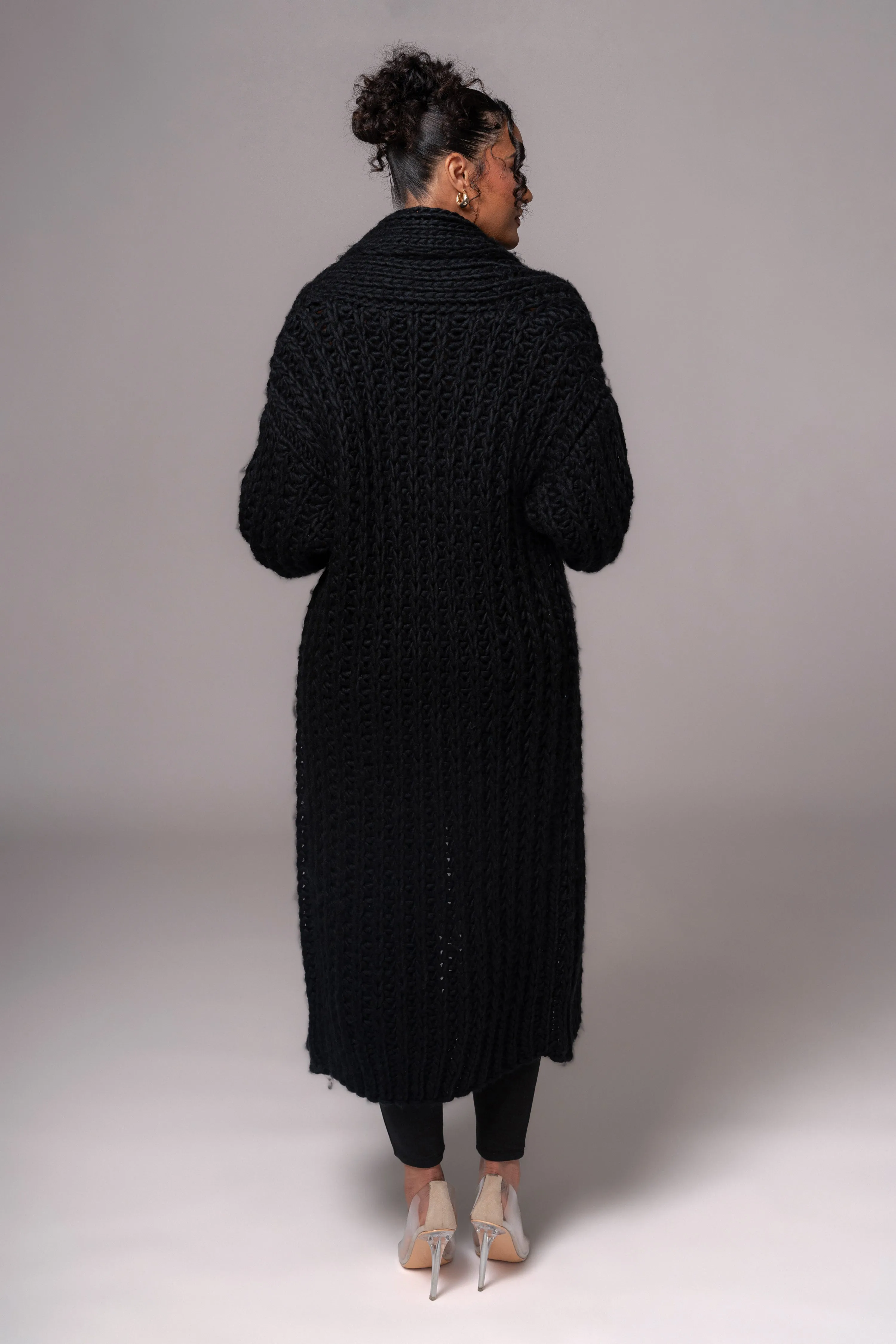 Black Hold Me Close Shawl Collar Cardigan