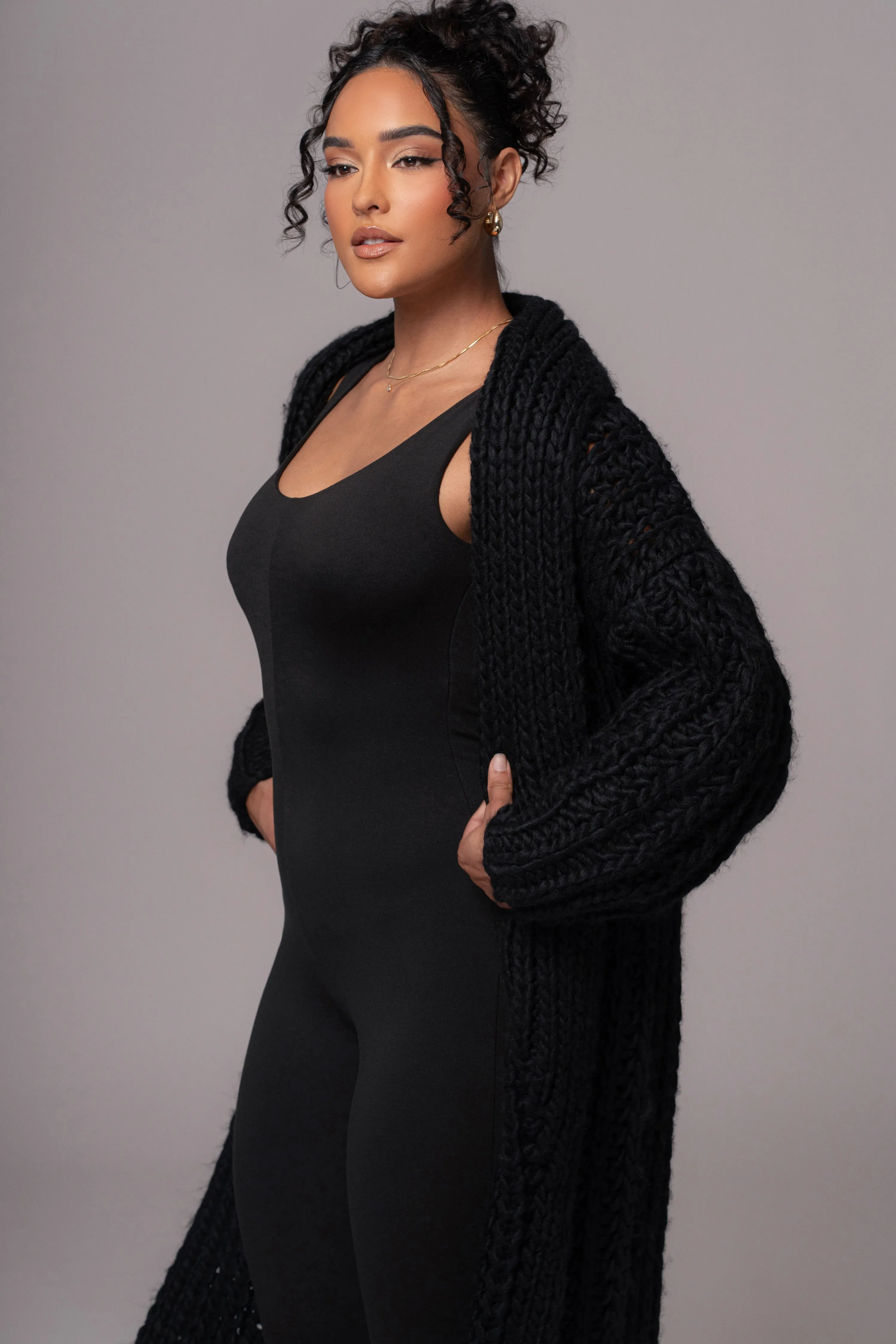 Black Hold Me Close Shawl Collar Cardigan