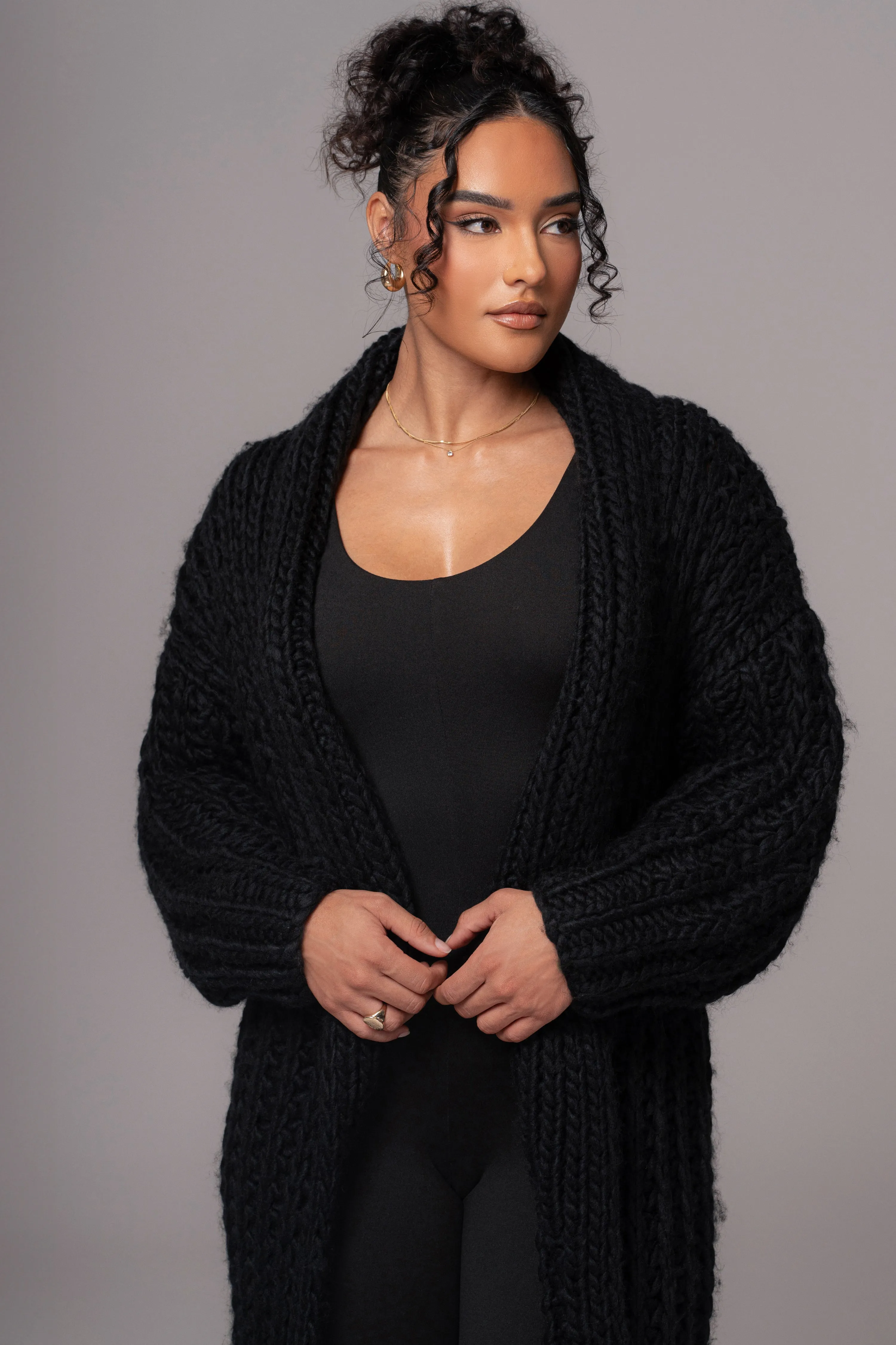 Black Hold Me Close Shawl Collar Cardigan
