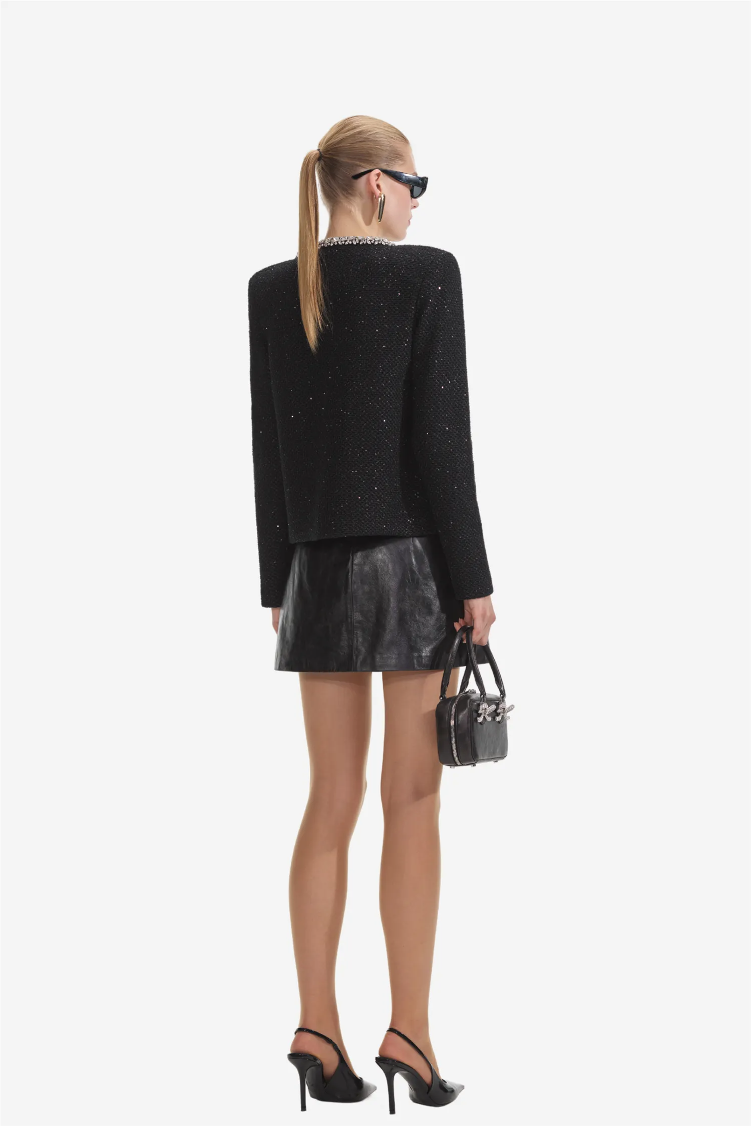 Black Sequin Knit Cardigan