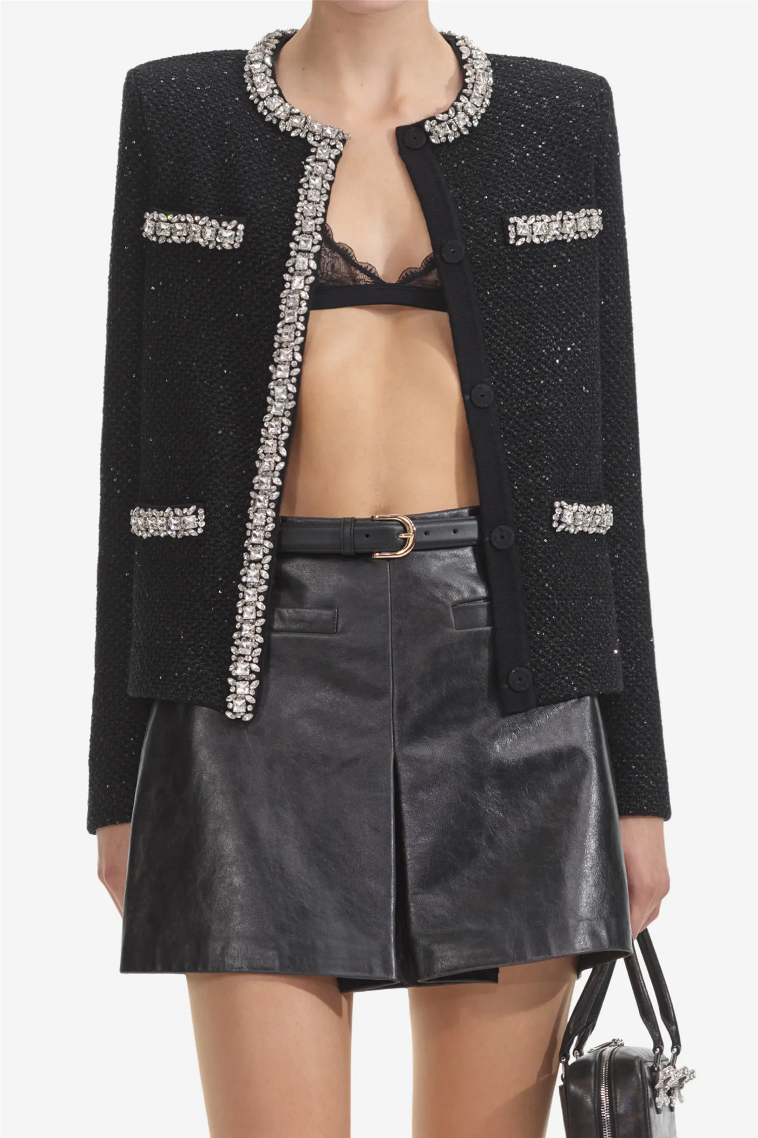 Black Sequin Knit Cardigan