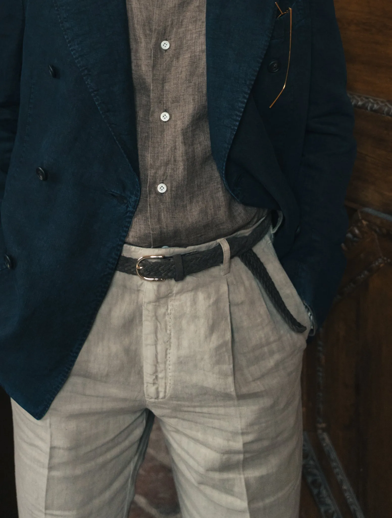 Braided Suede Belt Brown
