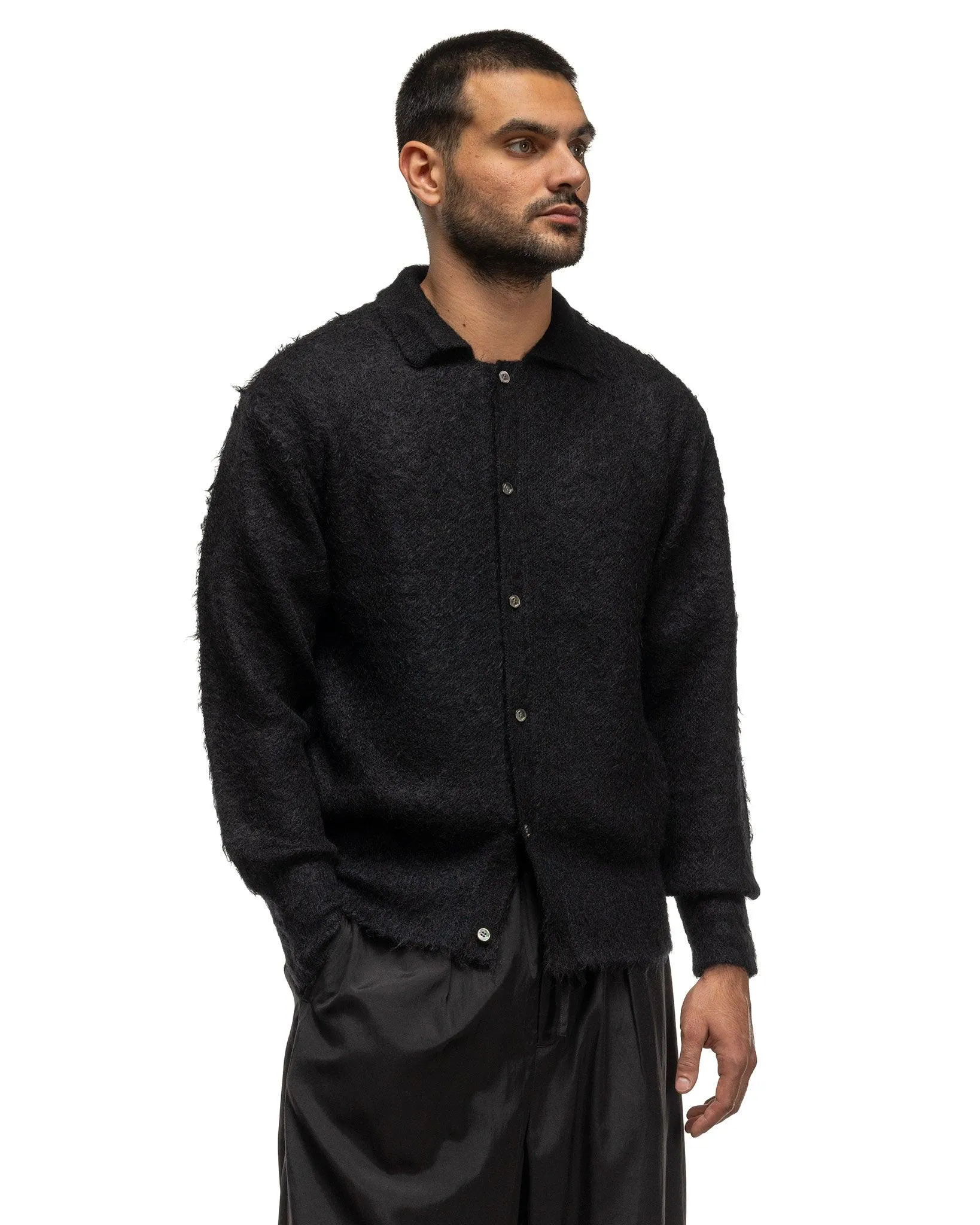 Brushed Mohair Knit Shirt Black