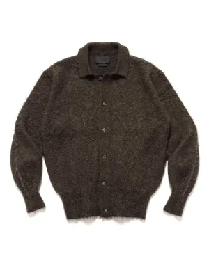 Brushed Mohair Knit Shirt Brown