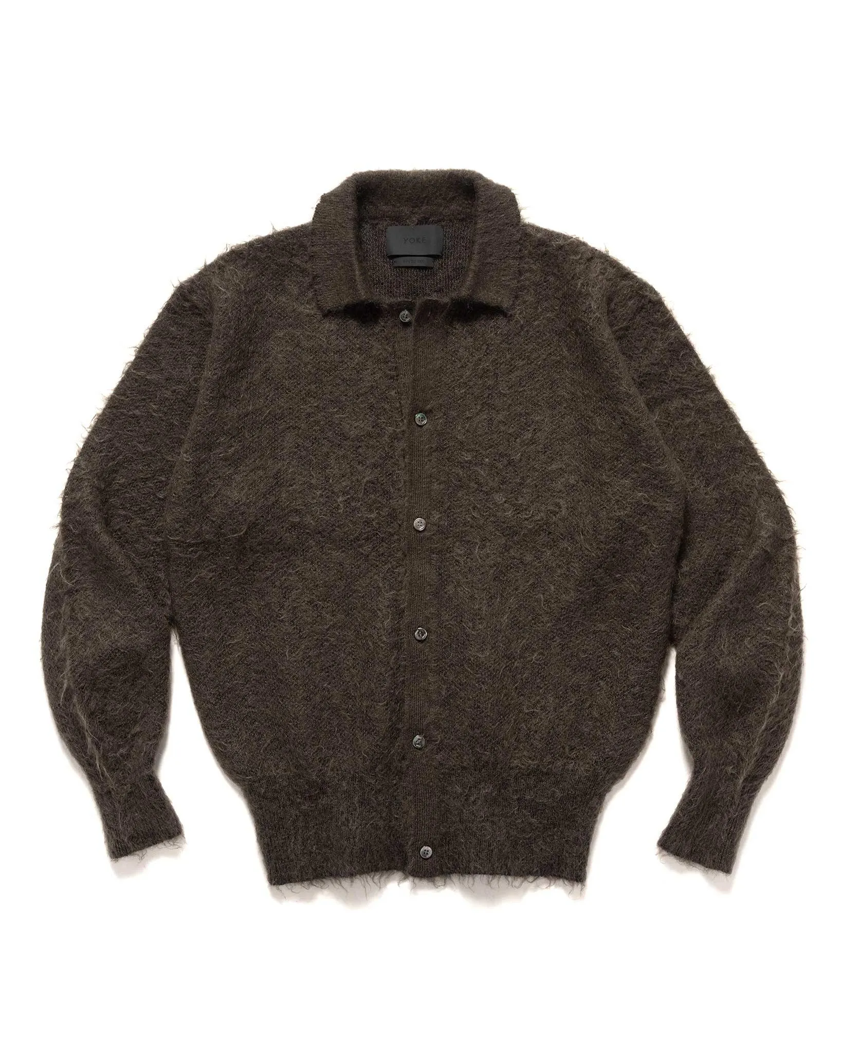 Brushed Mohair Knit Shirt Brown