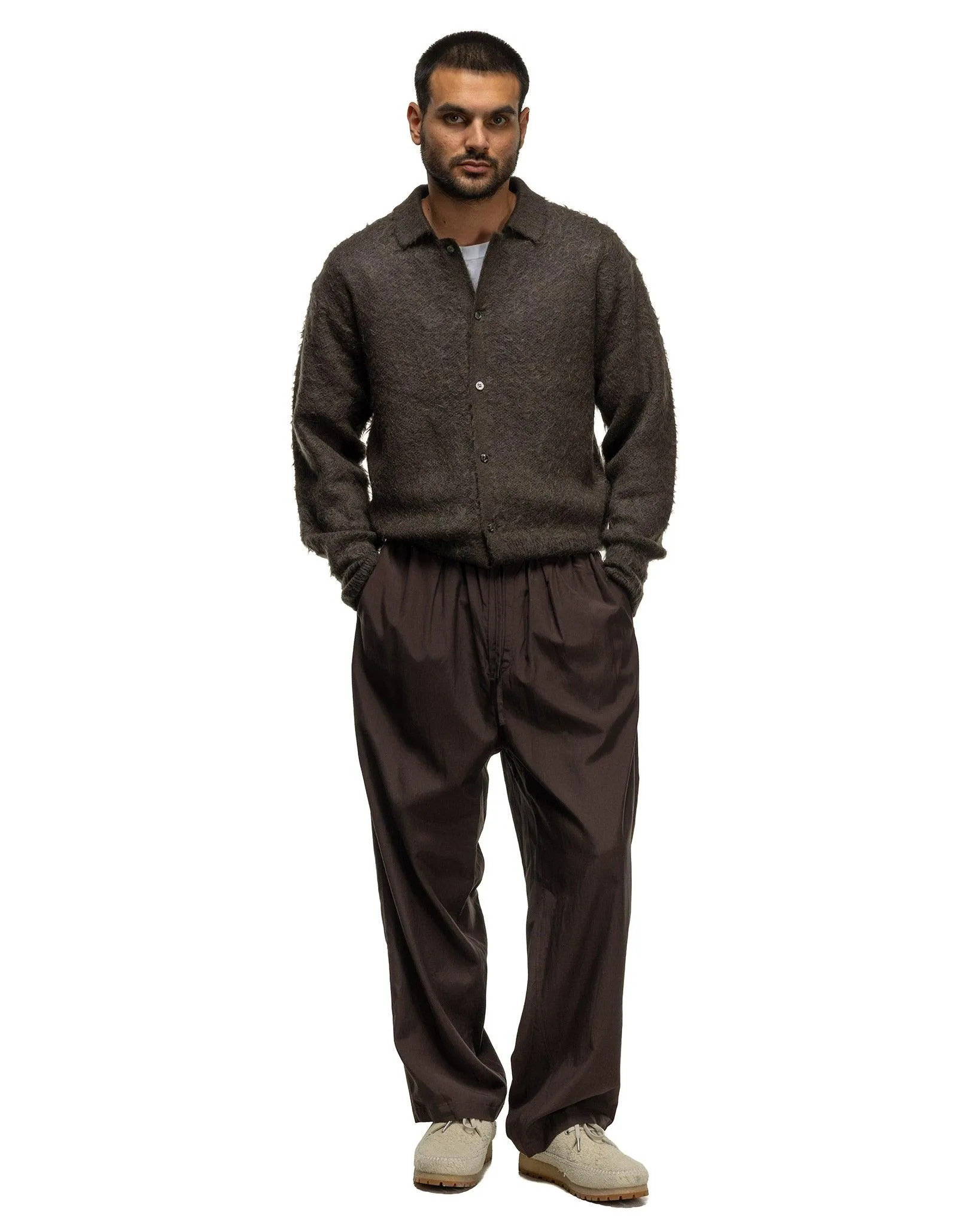 Brushed Mohair Knit Shirt Brown