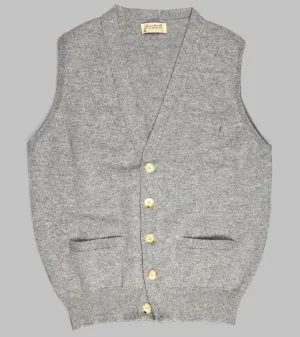 Bryceland's Lambswool Sleeveless Cardigan Grey