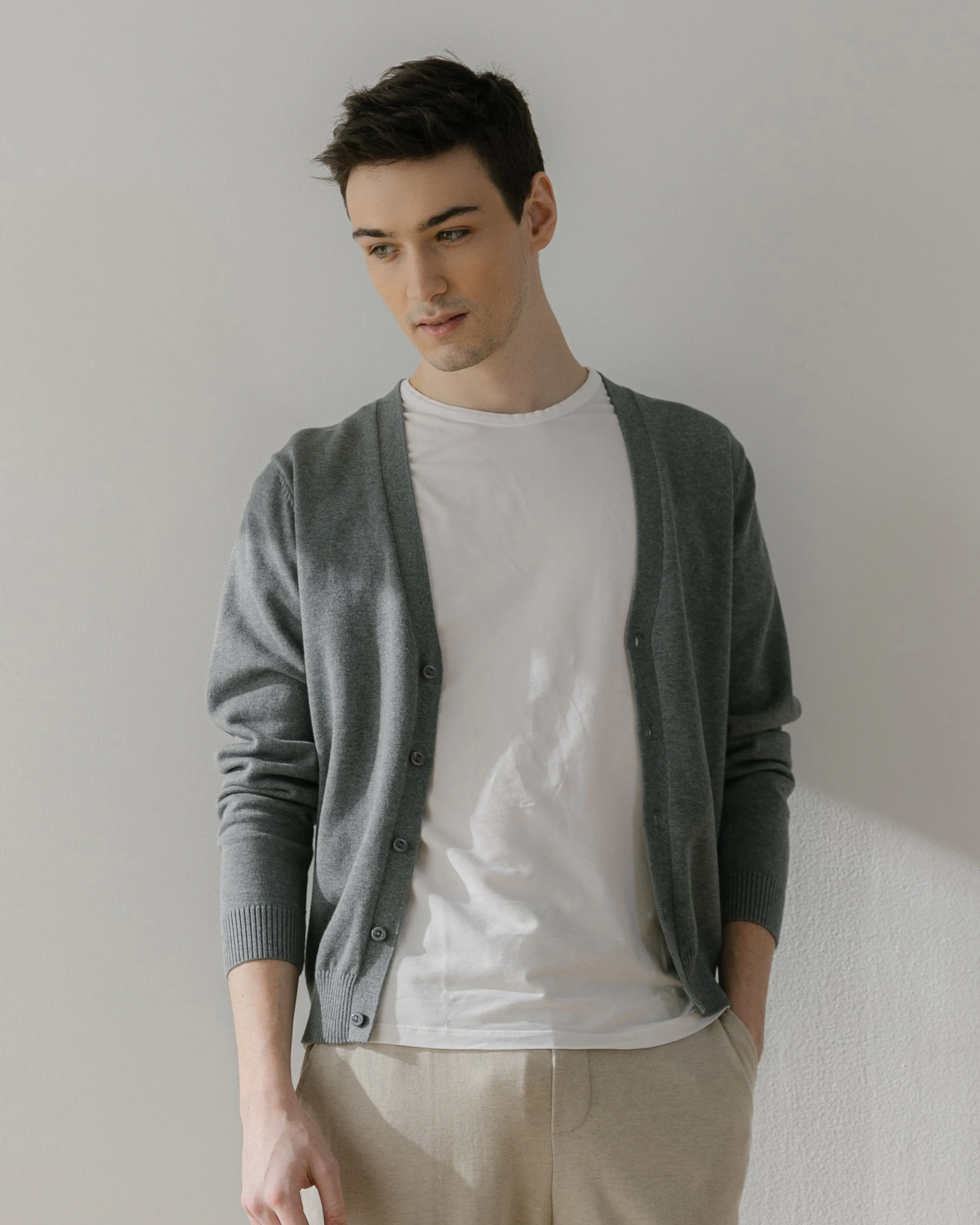 Button Up V Neck Cardigan
