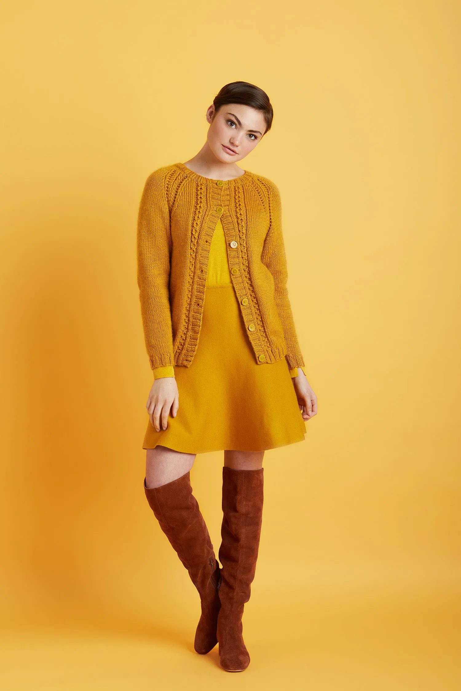 Cabled Raglan Cardigan (Knit)