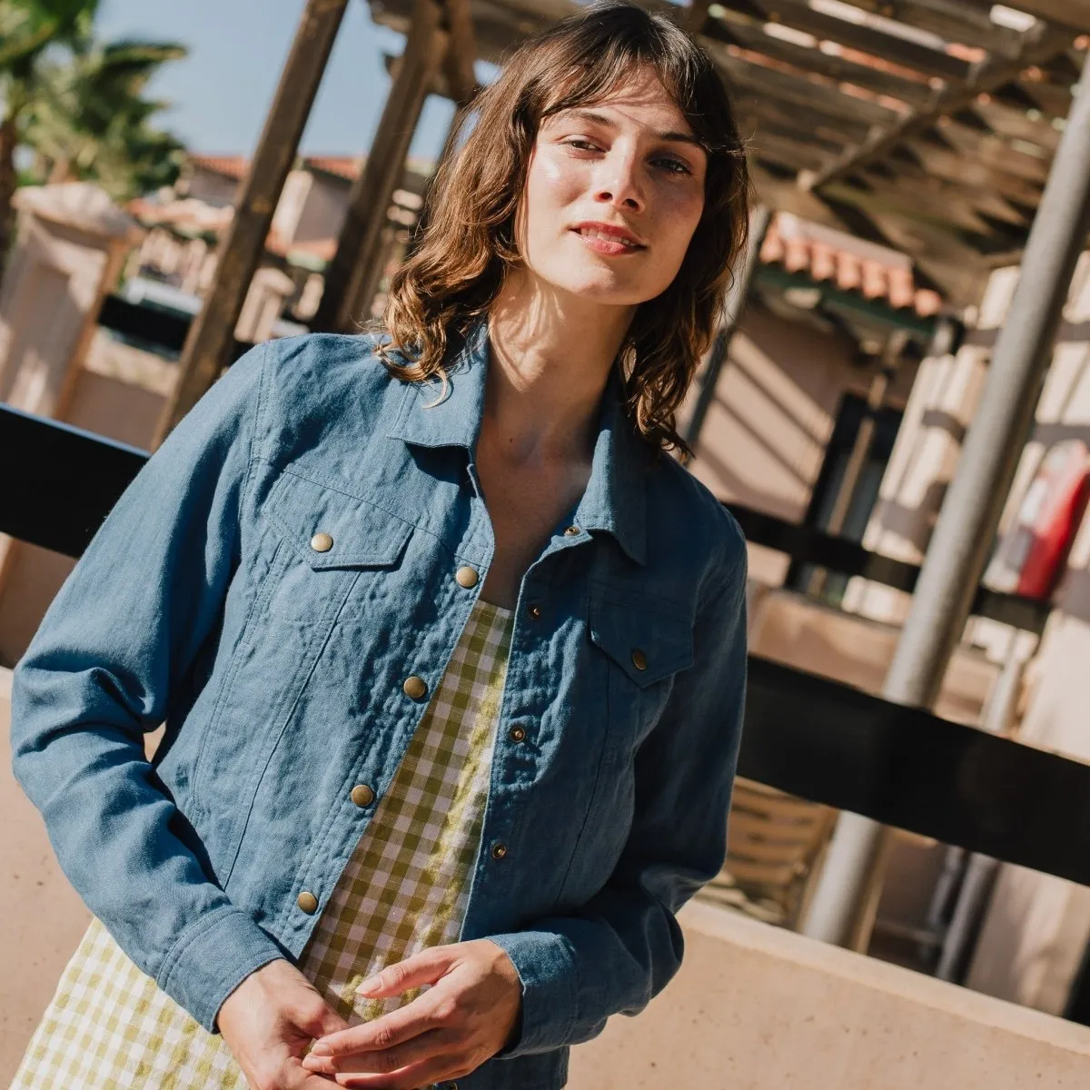 CALICO cropped linen jacket