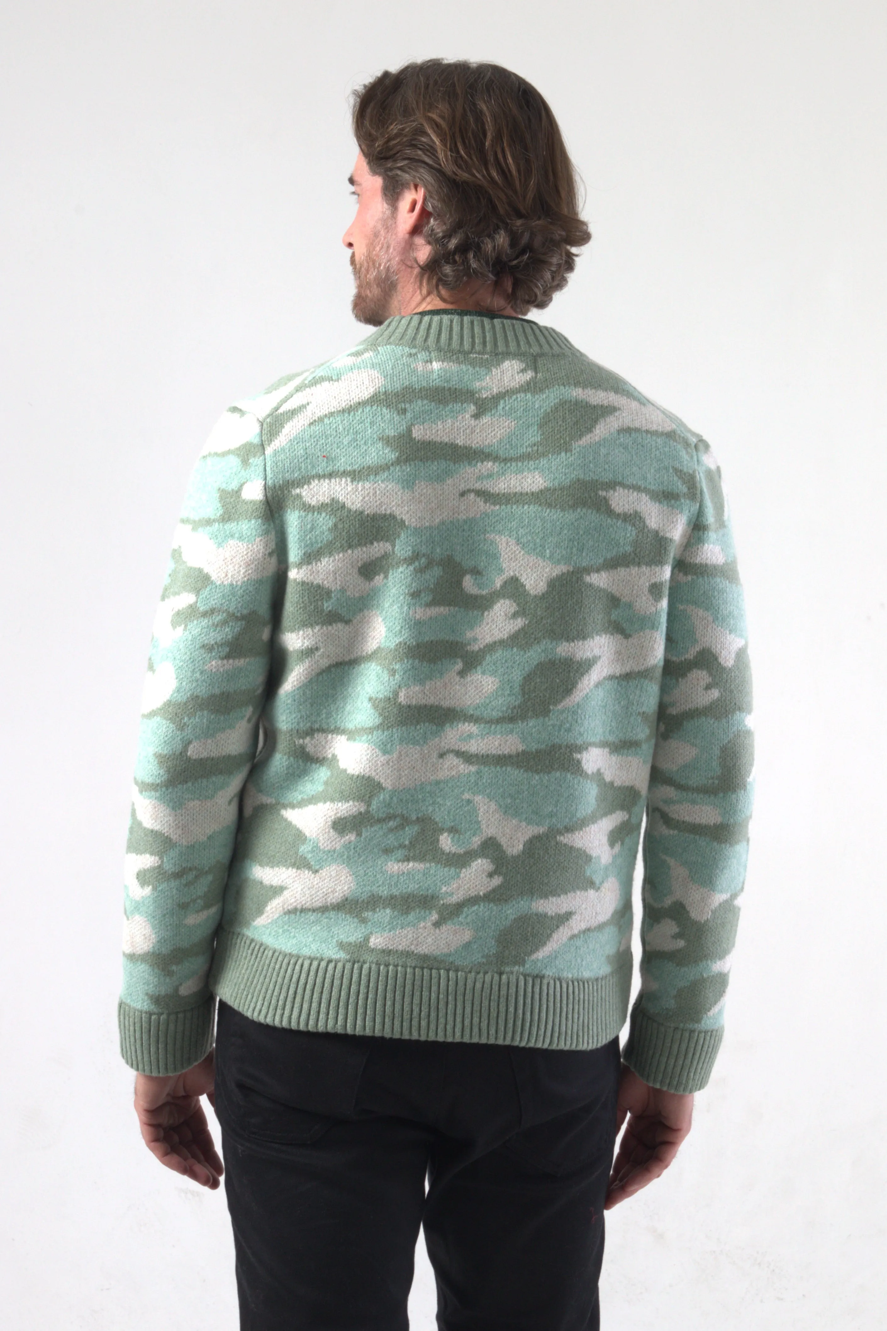 Camouflage Jacquard Knit Cardigan