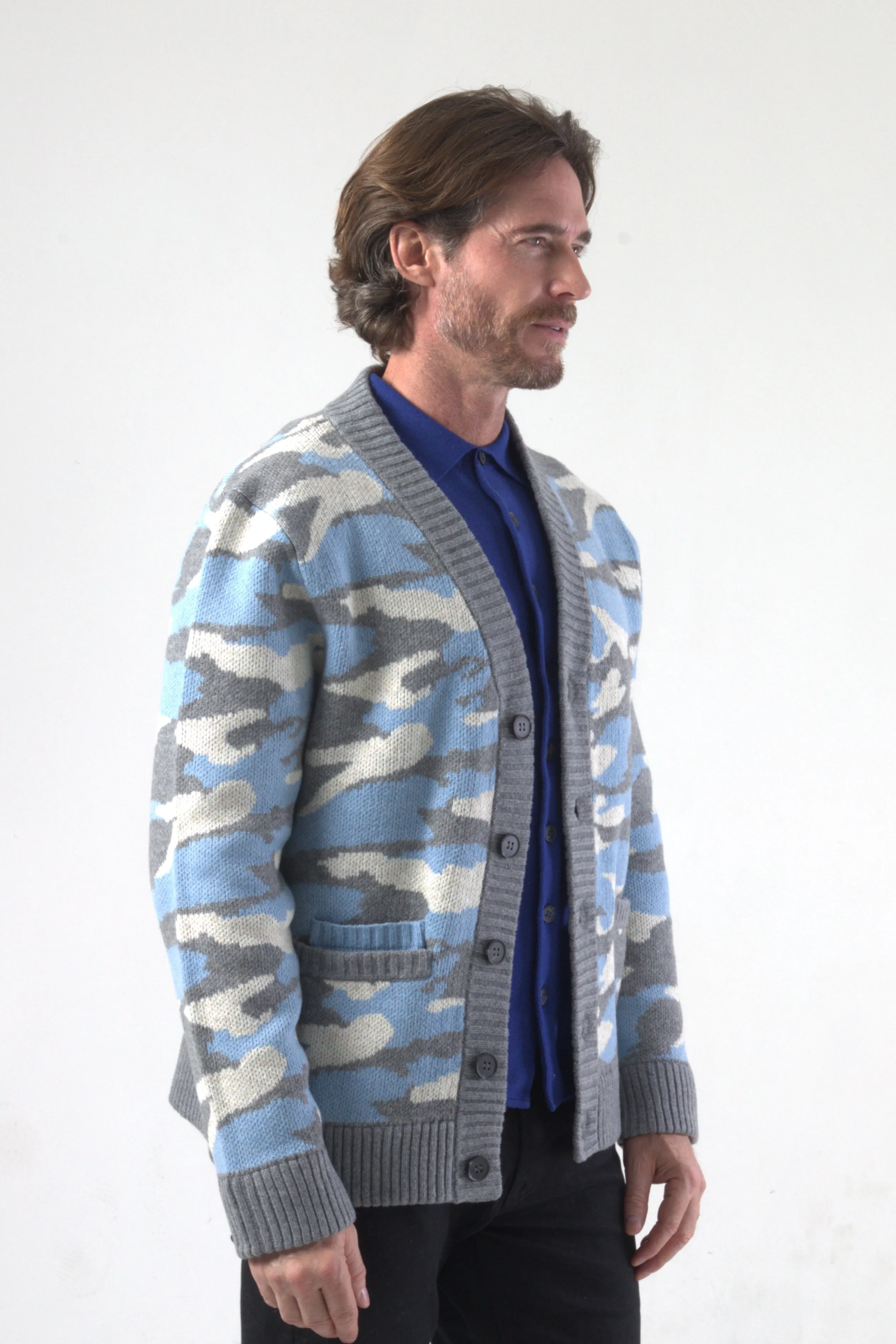 Camouflage Jacquard Knit Cardigan