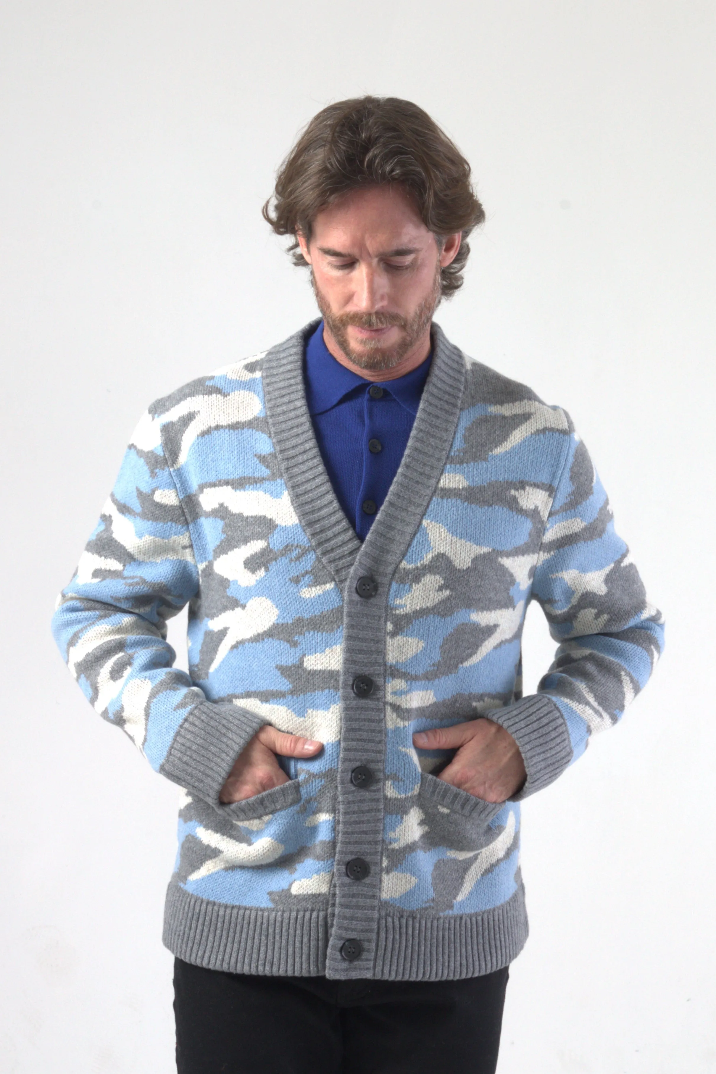 Camouflage Jacquard Knit Cardigan