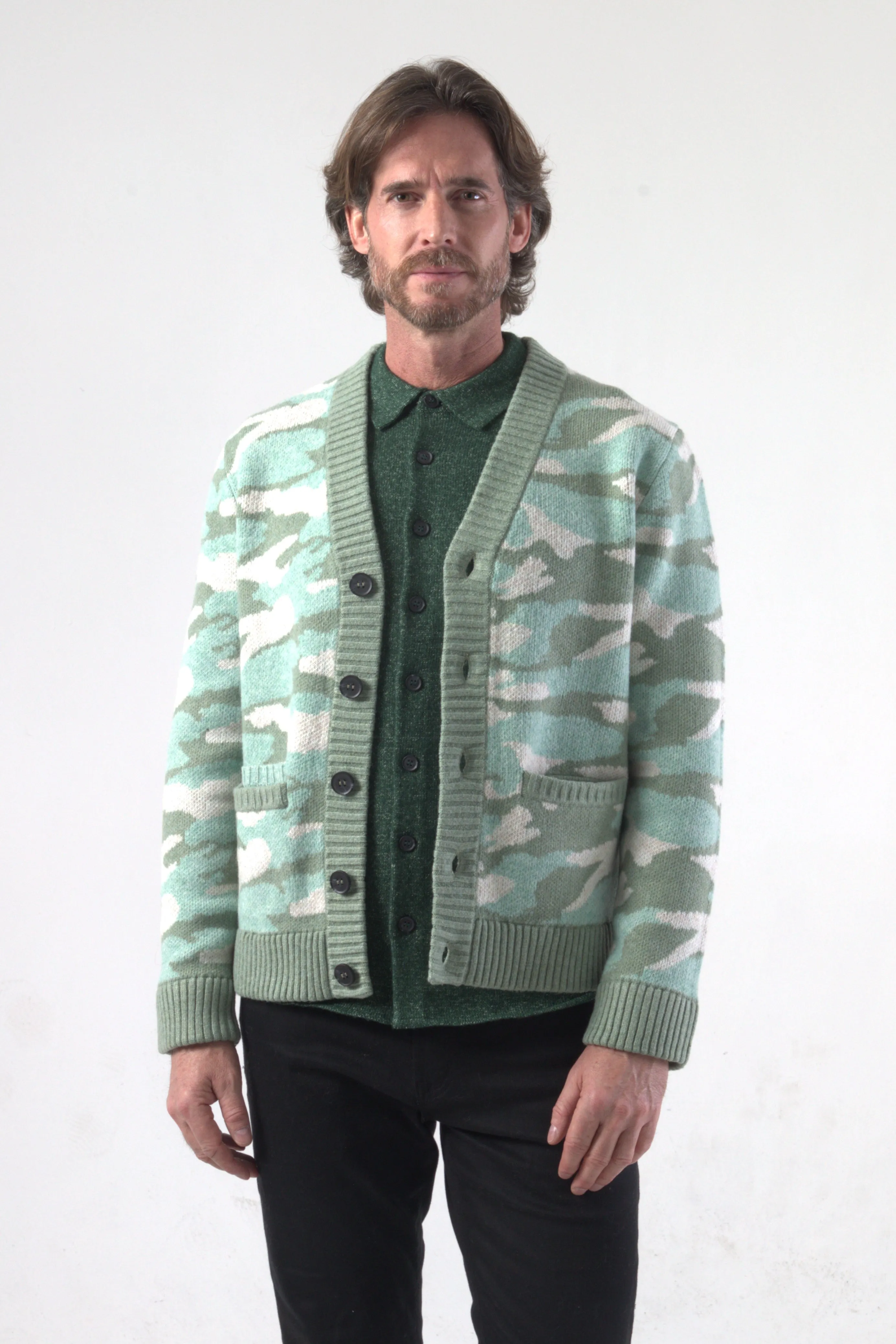 Camouflage Jacquard Knit Cardigan