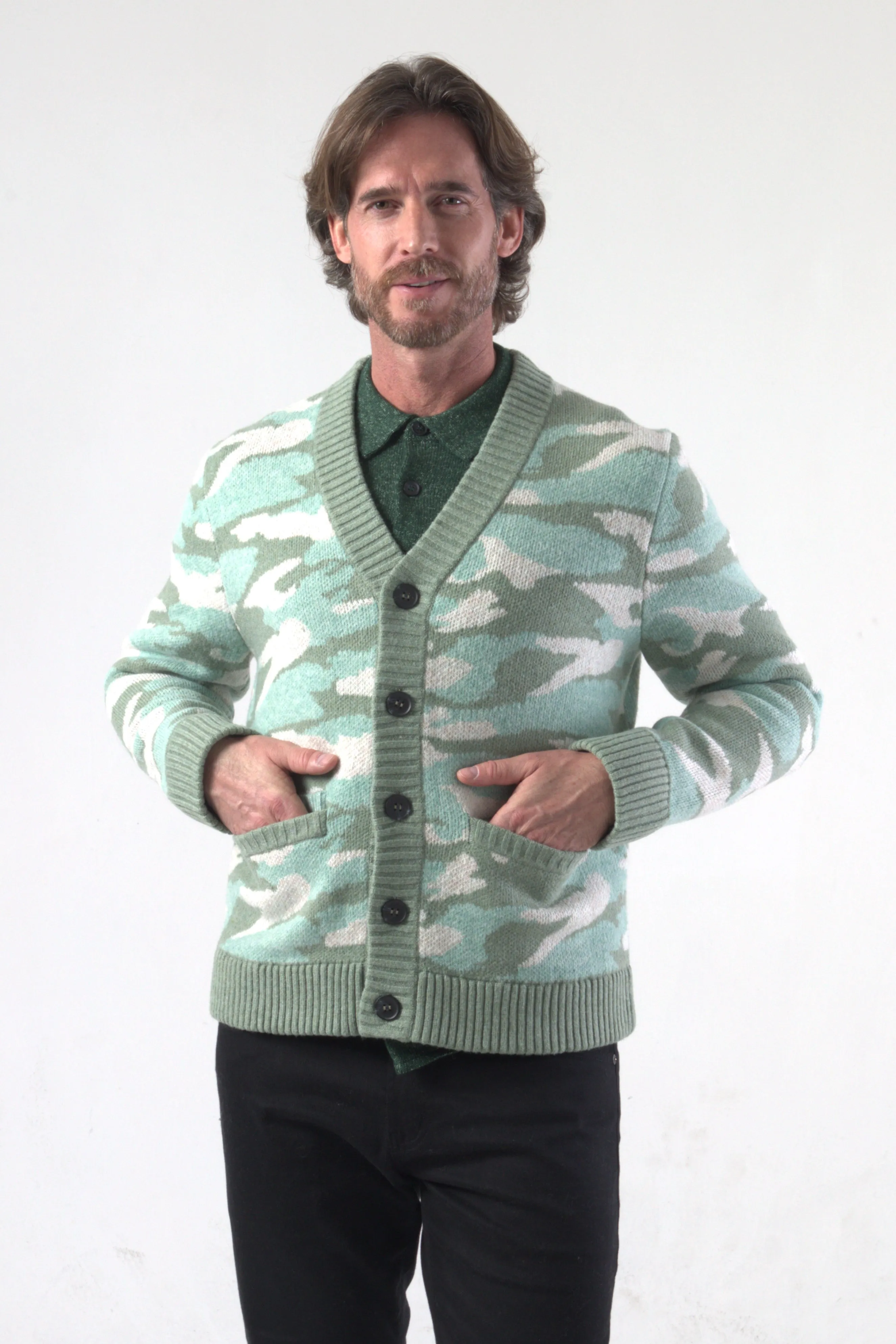 Camouflage Jacquard Knit Cardigan