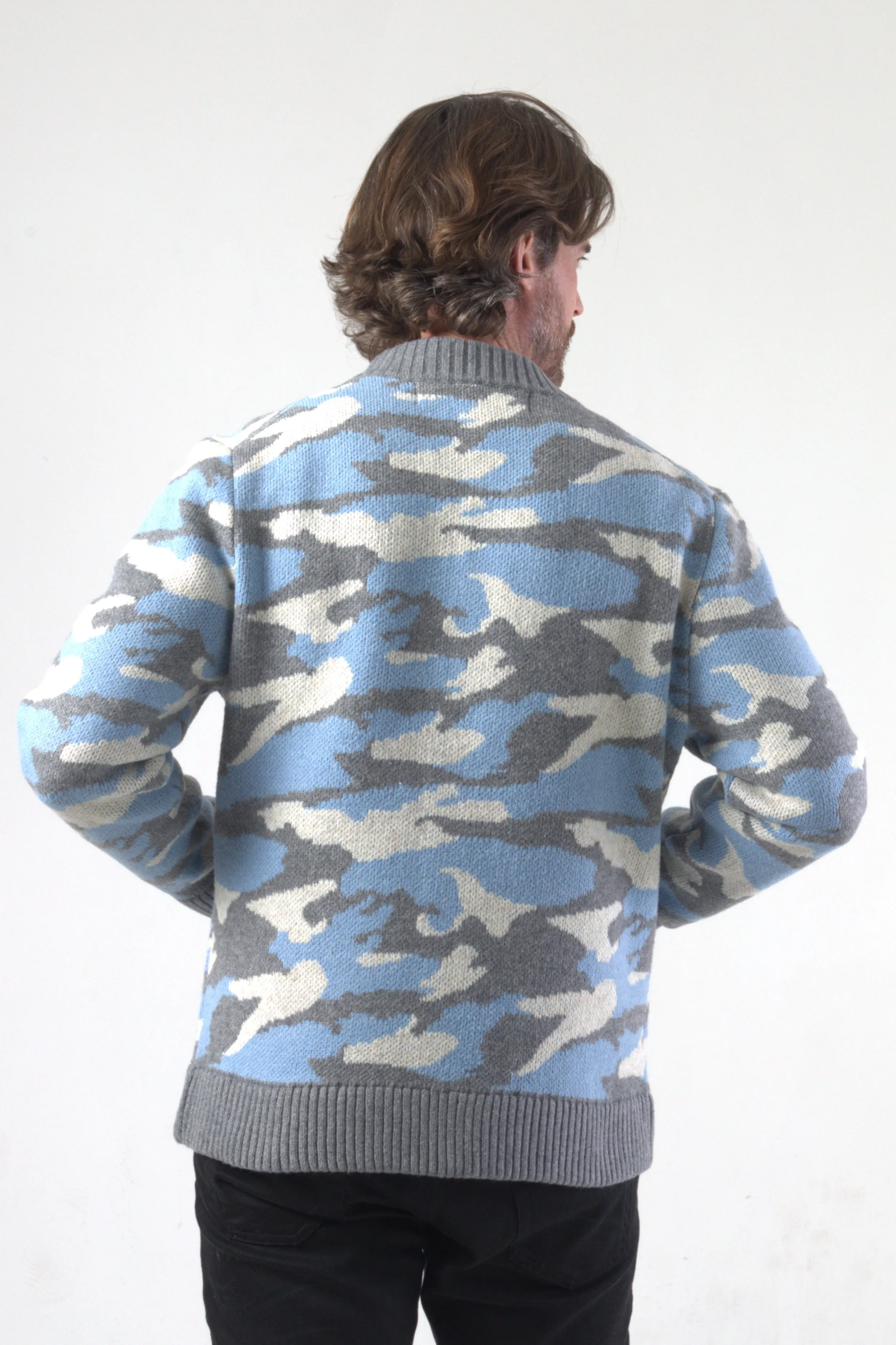 Camouflage Jacquard Knit Cardigan