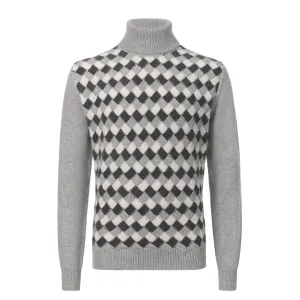 Cashmere Checked Sweater in Grey