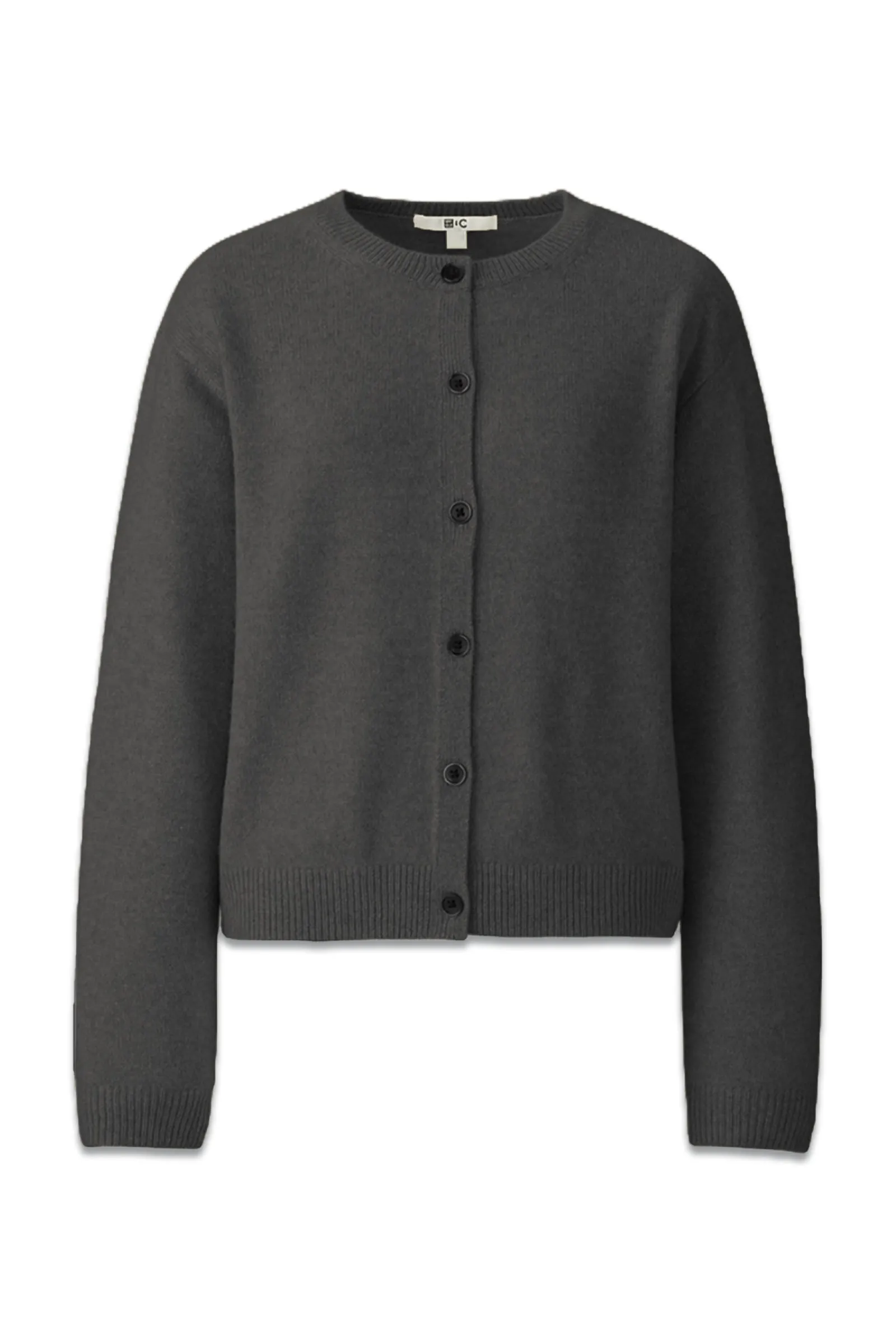 Cashmere Crew Neck Short Cardigan, Black