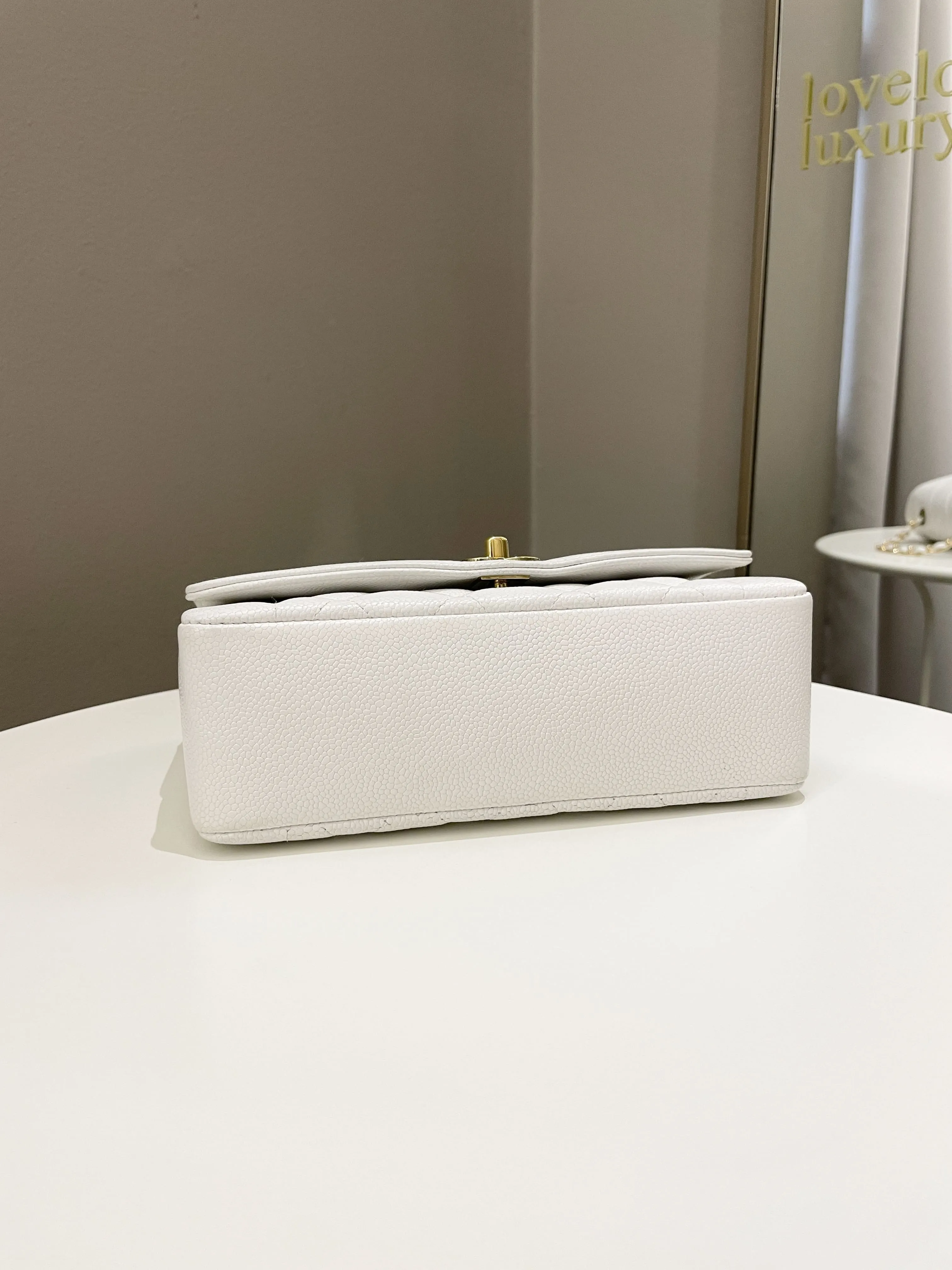 Chanel Vintage Quilted Diana Flap Bag White Caviar