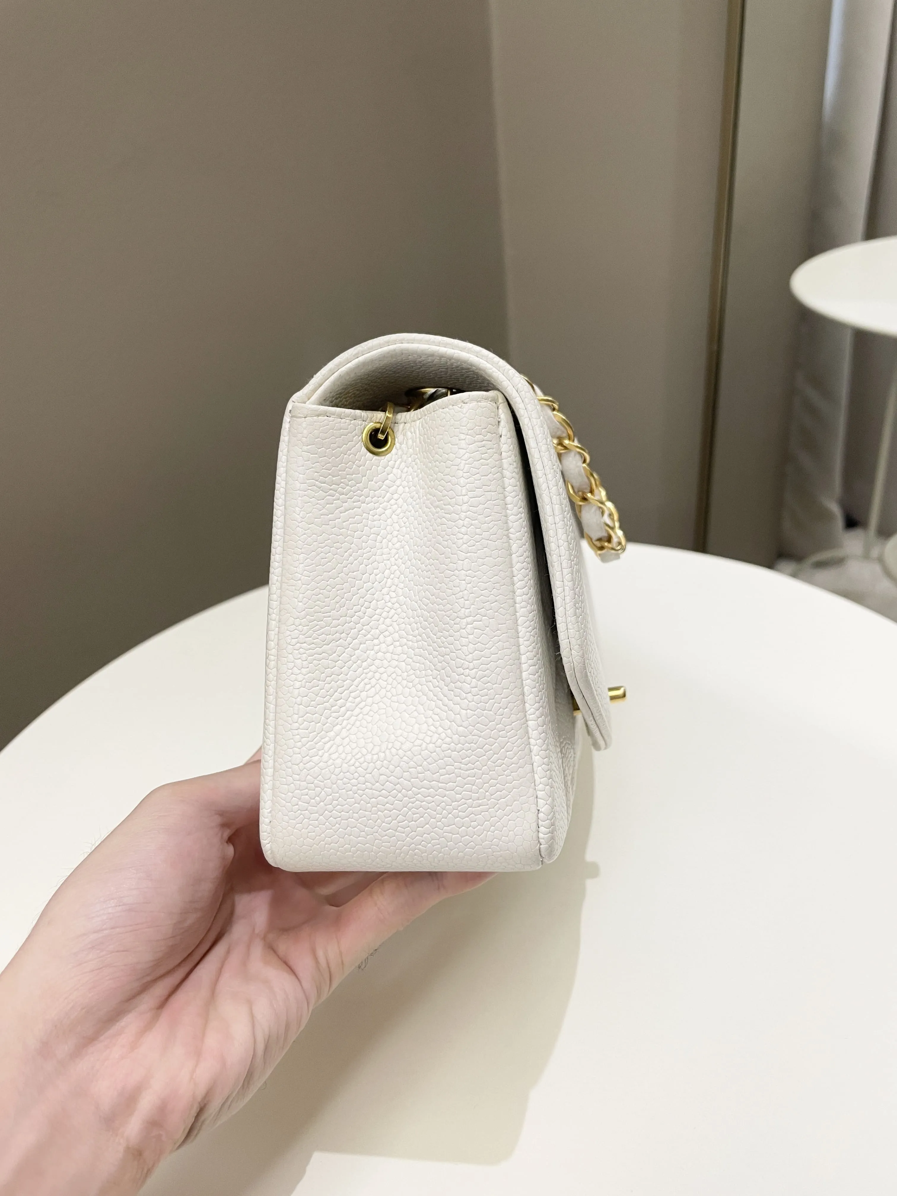 Chanel Vintage Quilted Diana Flap Bag White Caviar