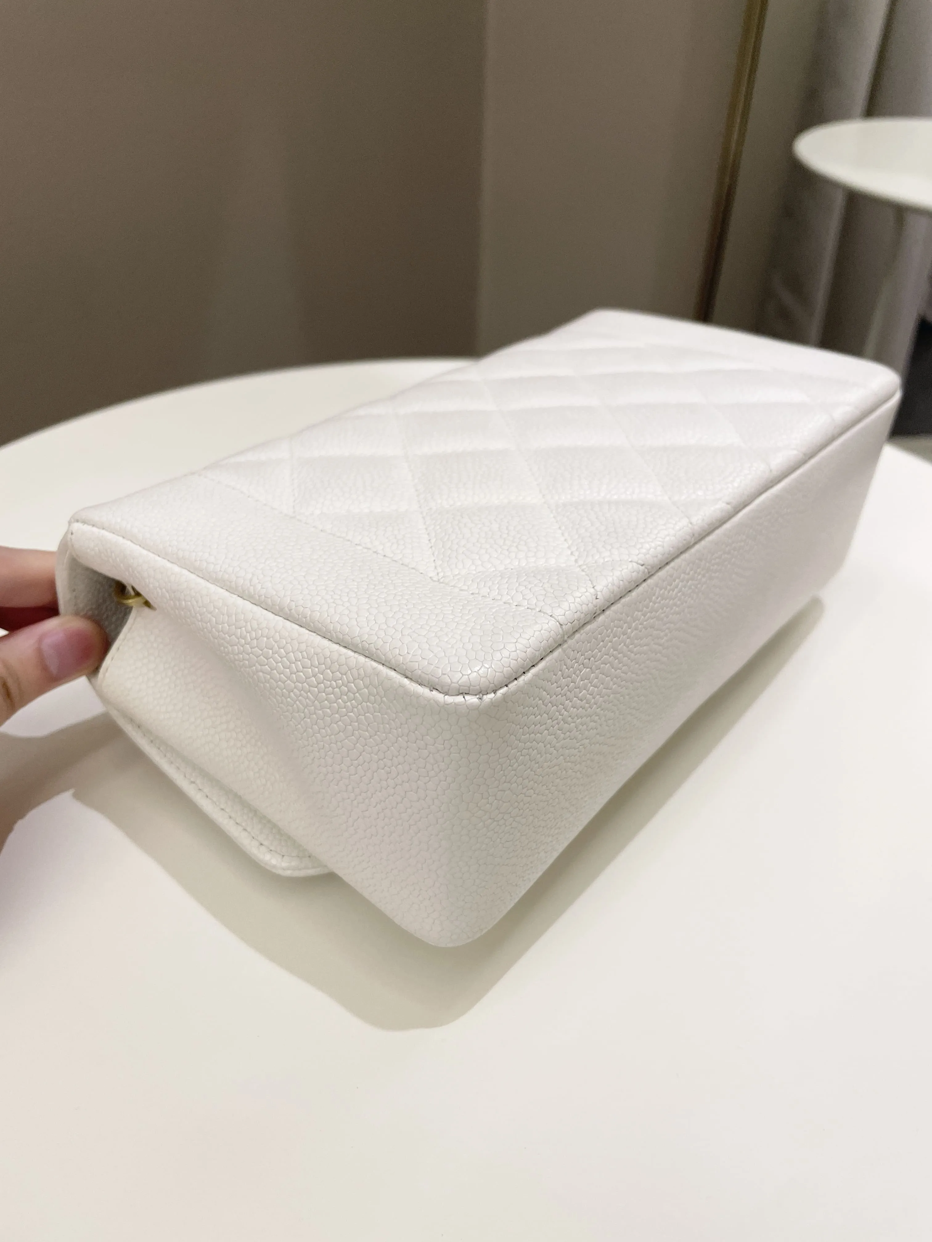 Chanel Vintage Quilted Diana Flap Bag White Caviar