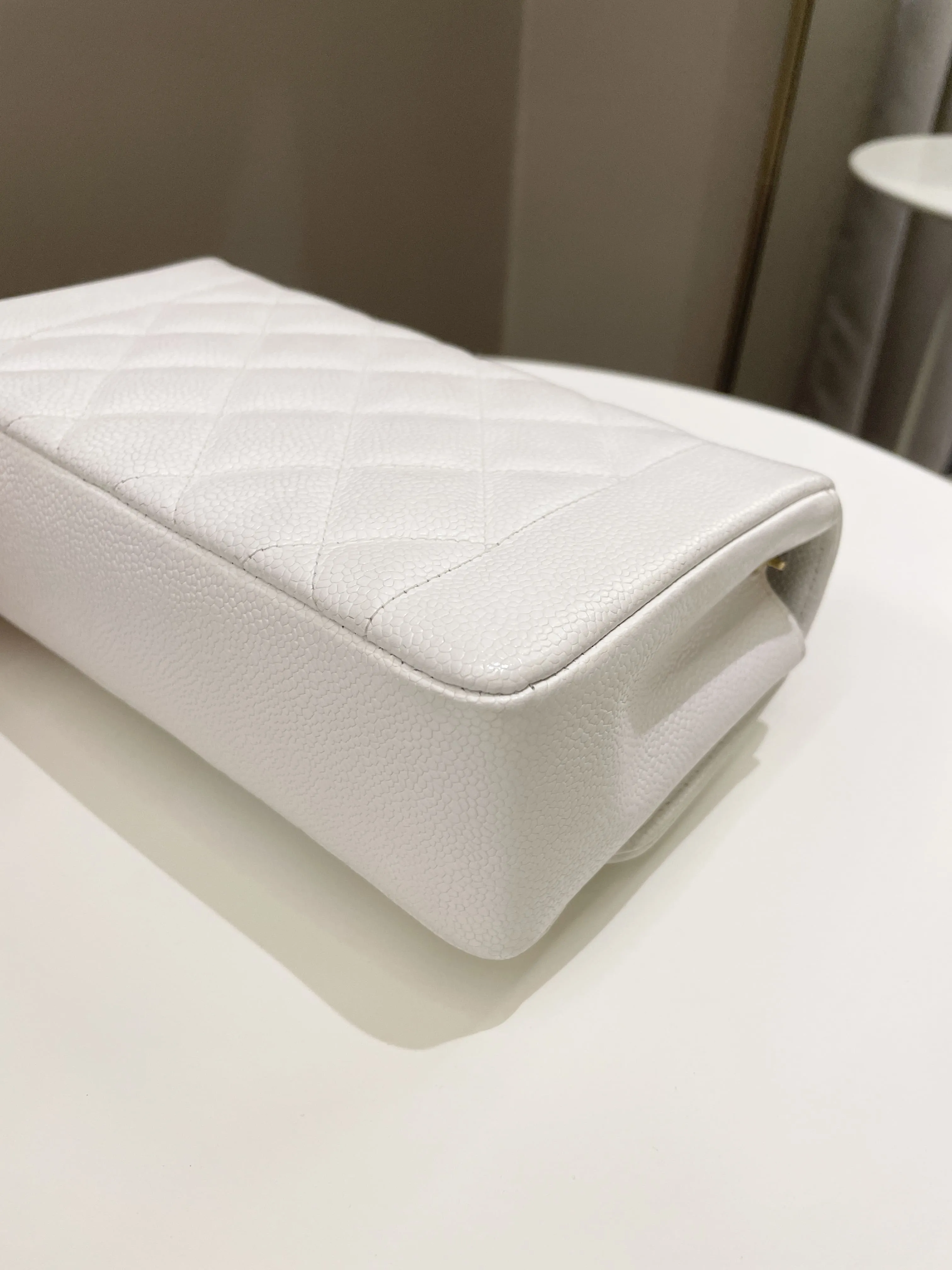 Chanel Vintage Quilted Diana Flap Bag White Caviar