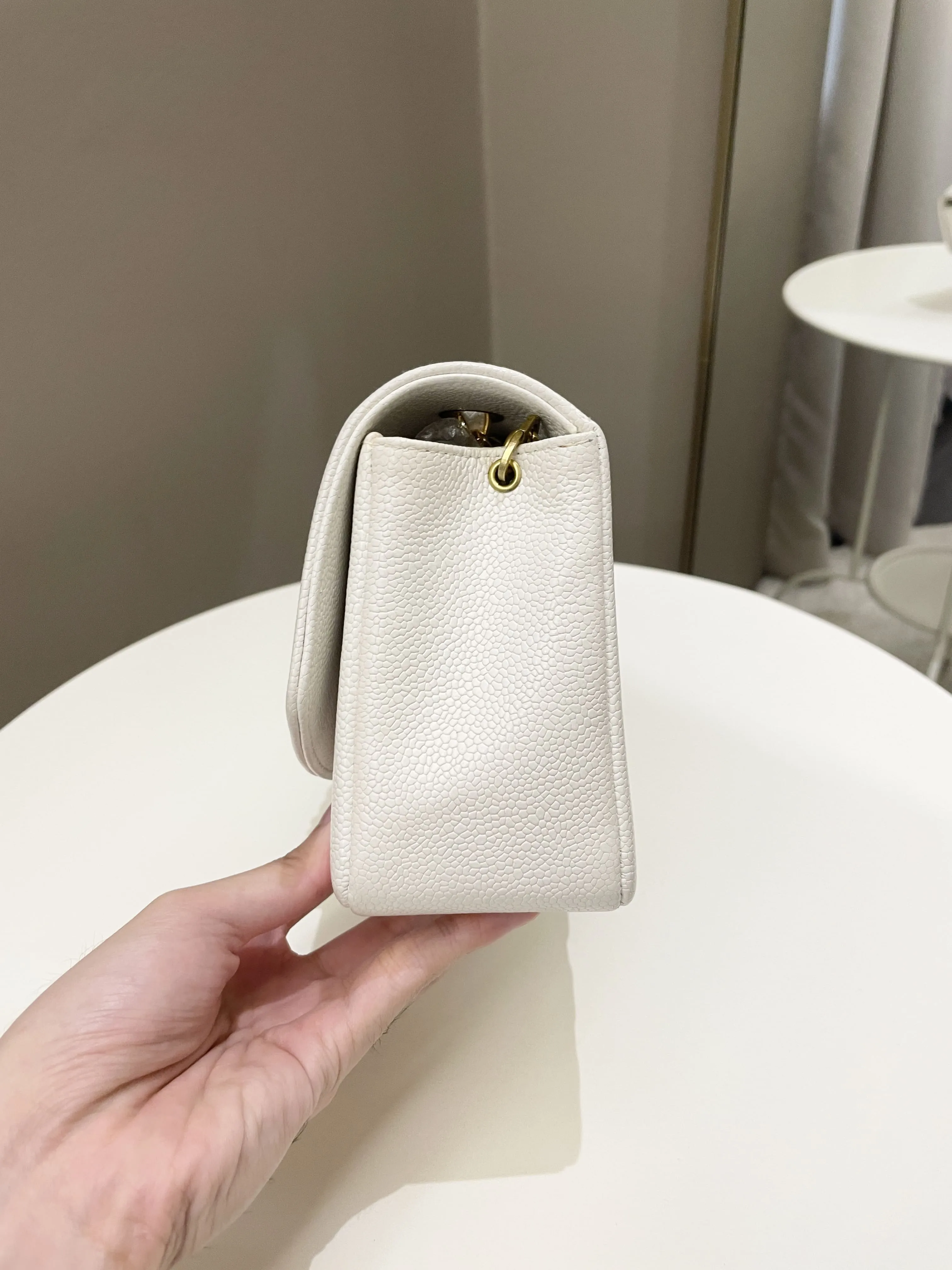 Chanel Vintage Quilted Diana Flap Bag White Caviar